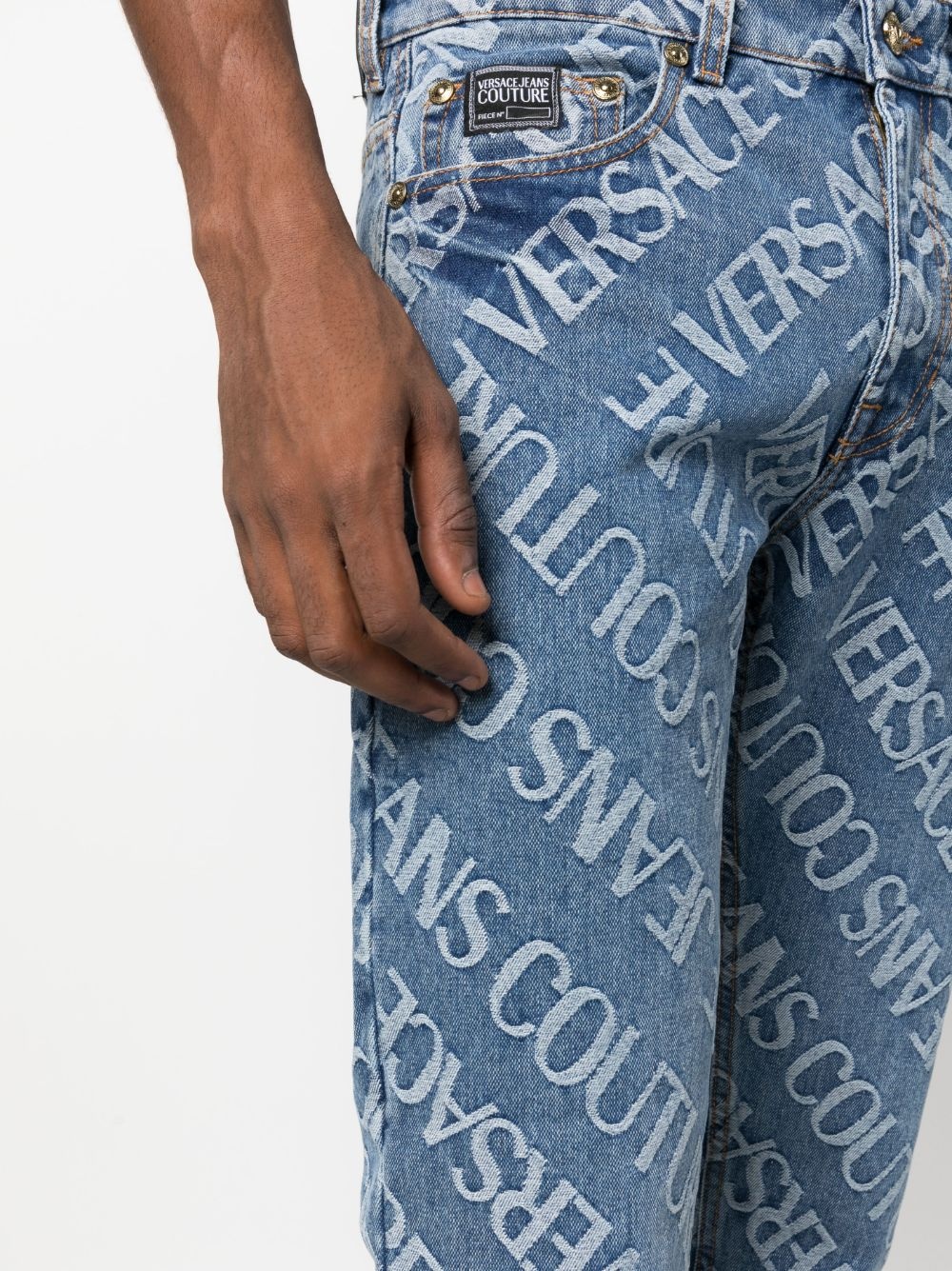 VERSACE JEANS COUTURE jacquard logo-motif straight-leg jeans