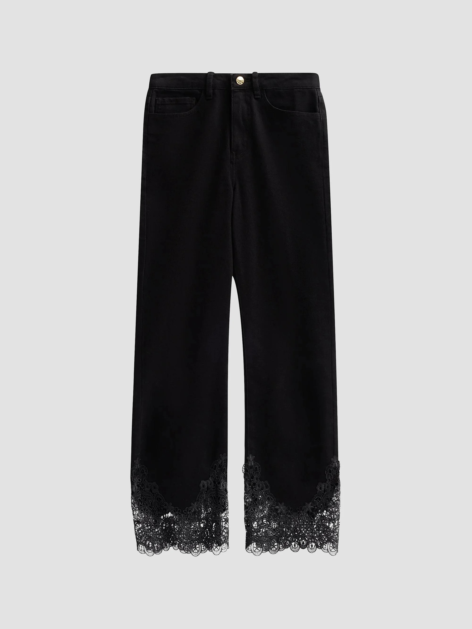Women's Bellatrix High-Rise Lace-Cuff Crop Jeans - Jet Black - 1
