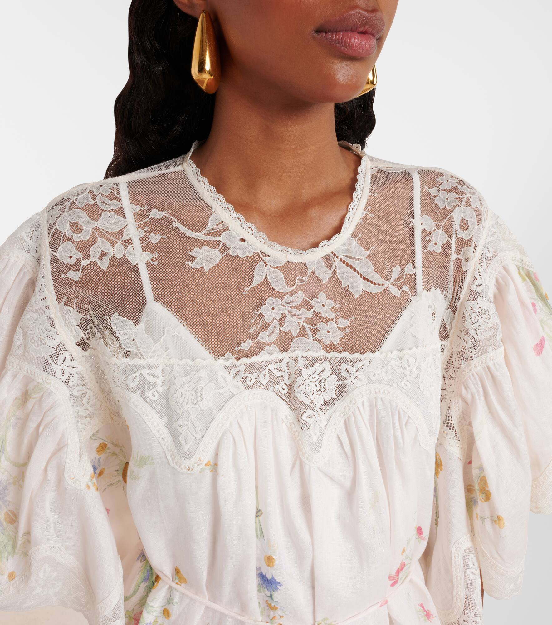 Lucky lace-trimmed linen minidress - 4