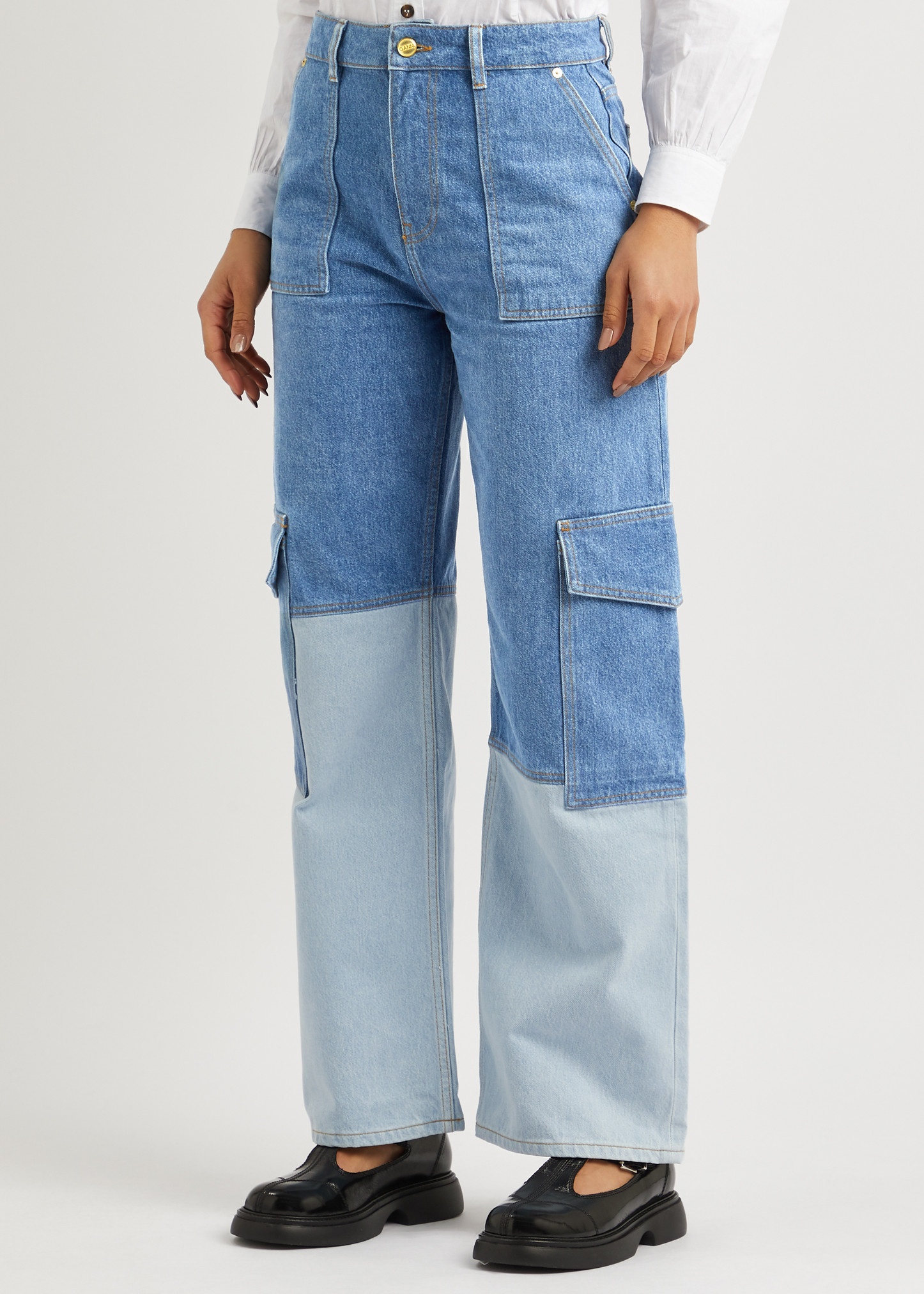 Angi panelled wide-leg jeans - 2