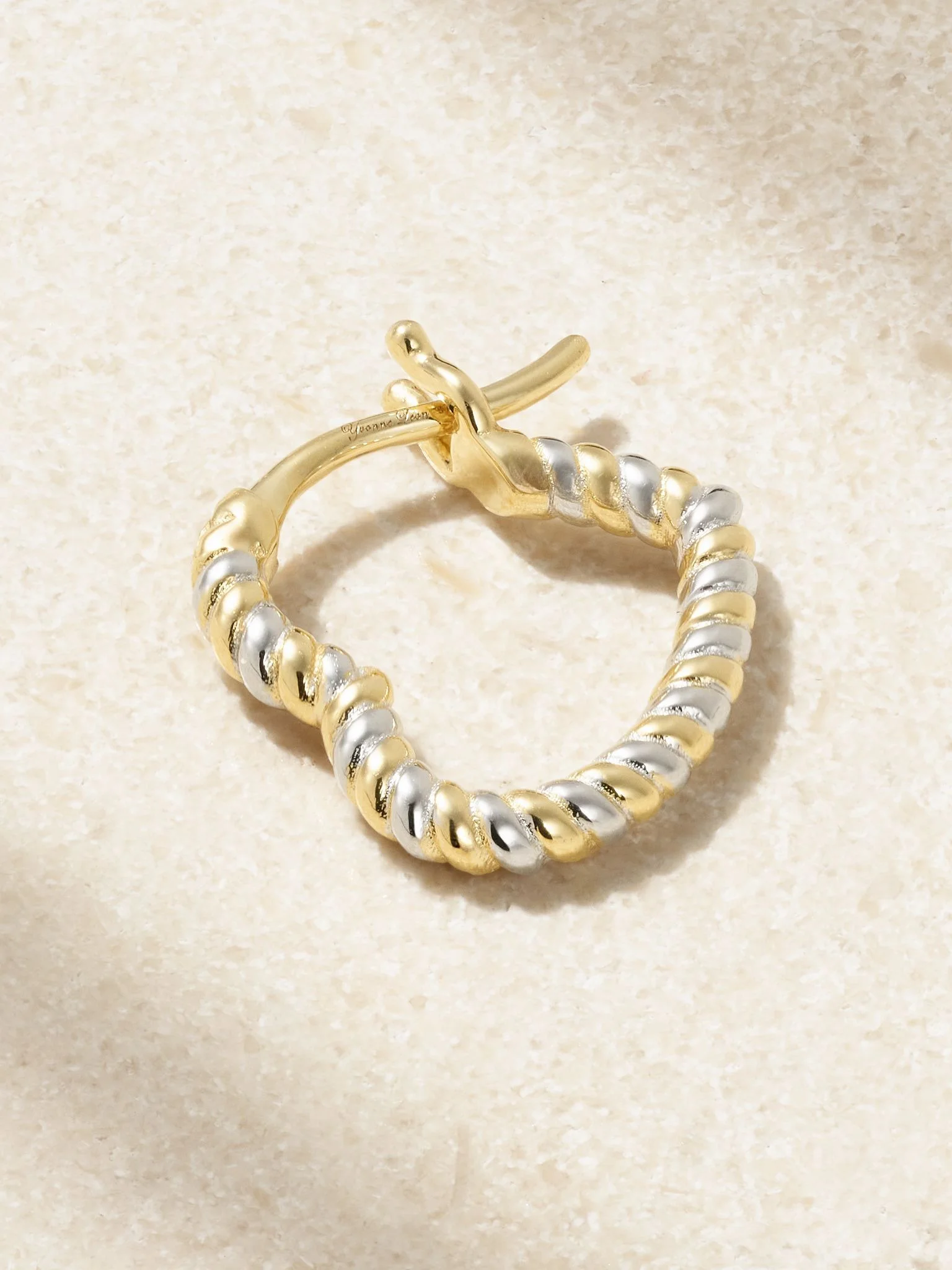 Mini Créole Coeur 9-karat yellow and white gold single hoop earring Gold - 1