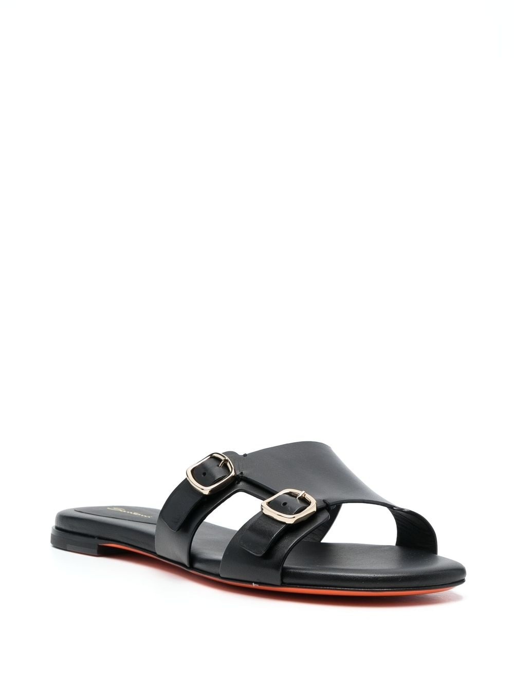 double-strap flat leather sandals - 2