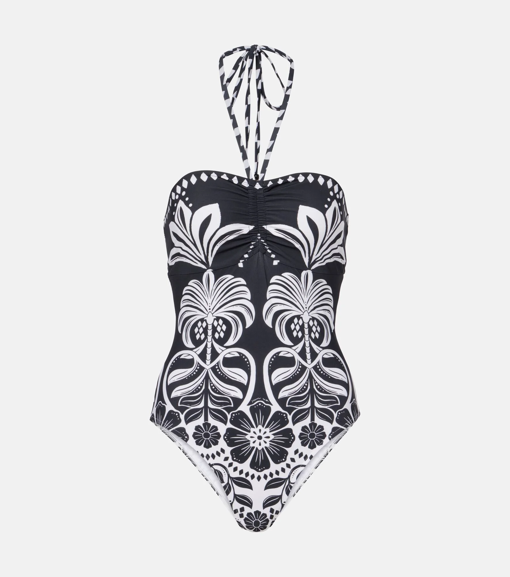 Flowers Leopards halterneck swimsuit - 1
