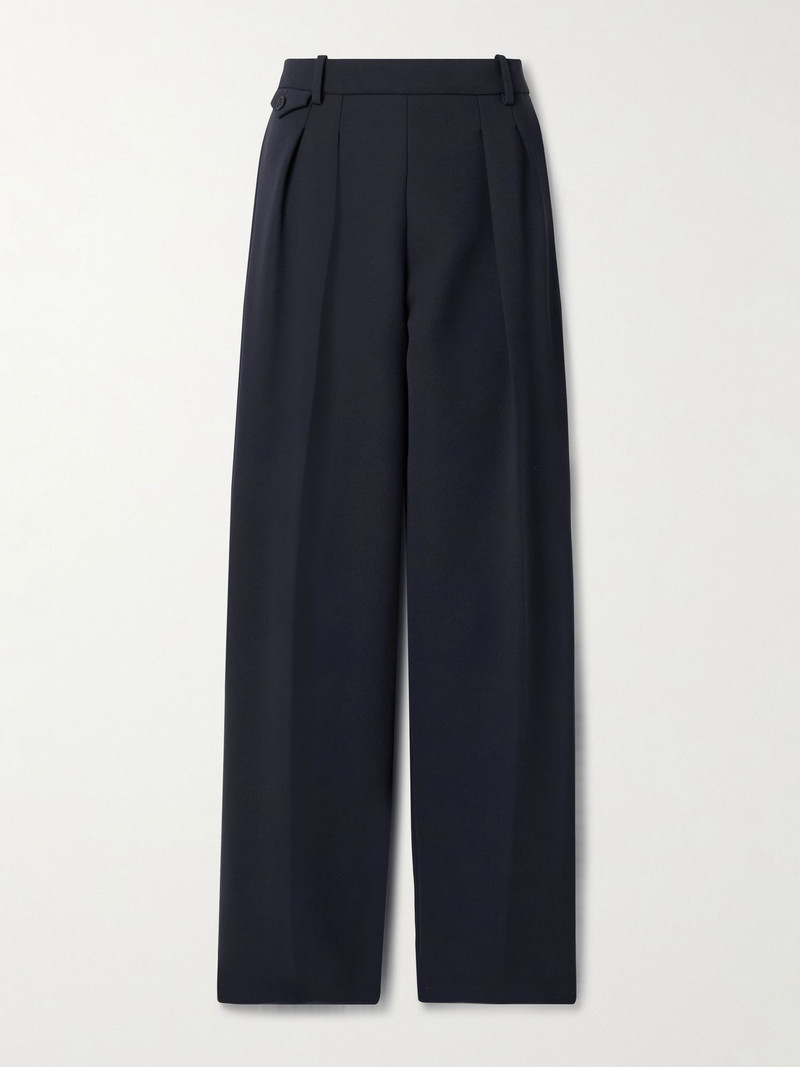 Dugan pleated crepe tapered pants Navy 1