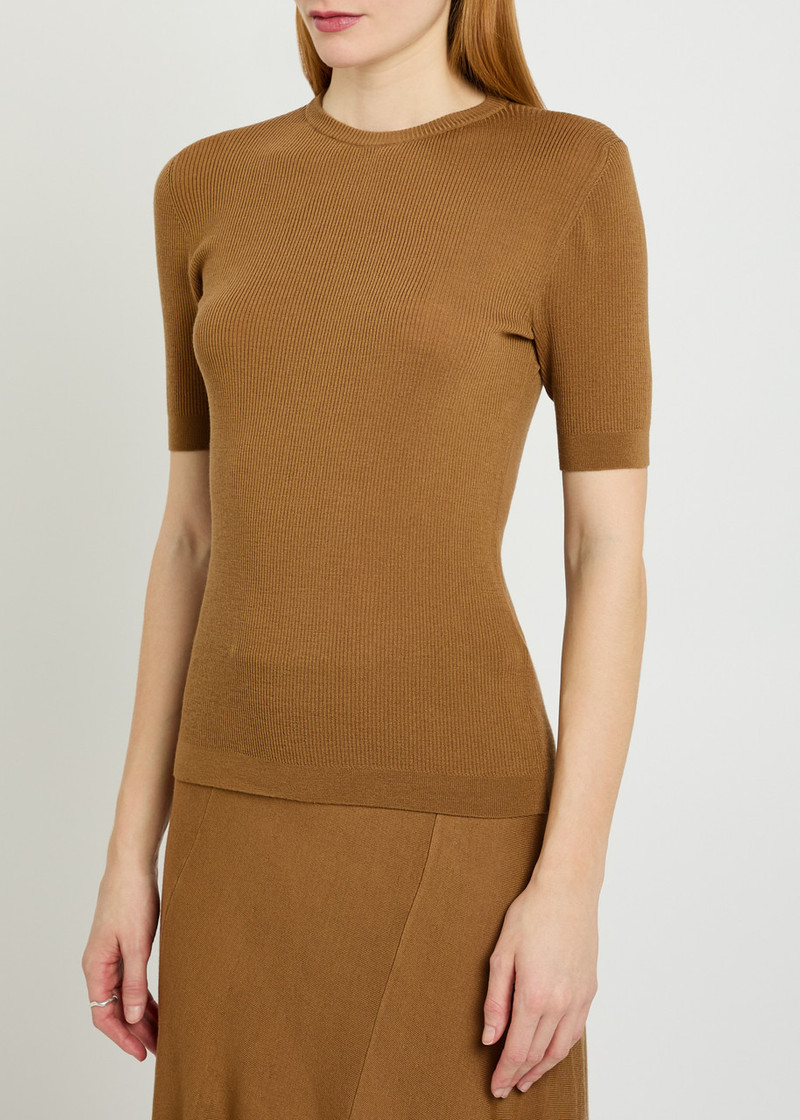 KHAITE Khaite Celina Ribbed Wool-blend top outlook