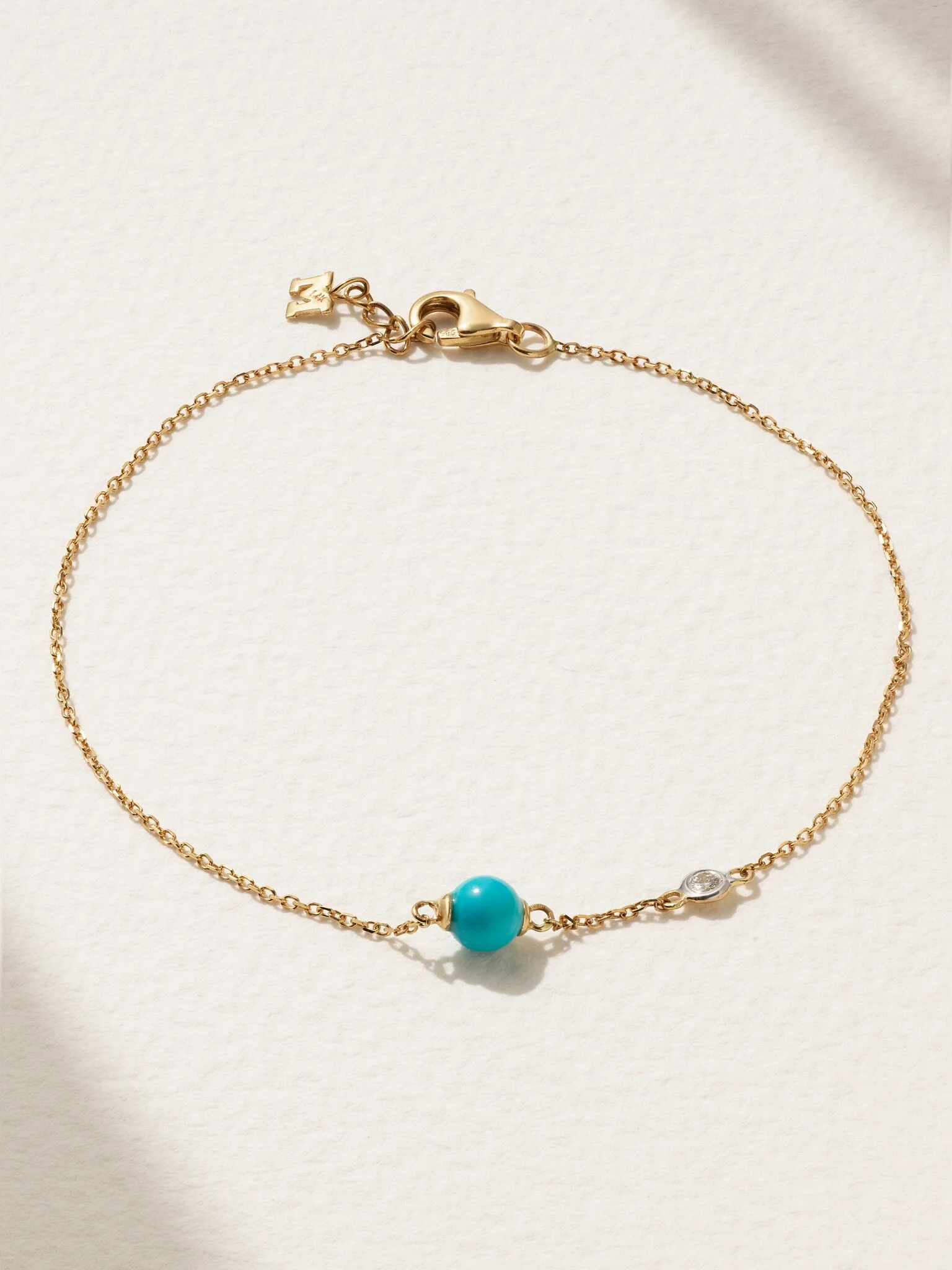 Dot 14-karat gold, turquoise and diamond bracelet Blue - 1
