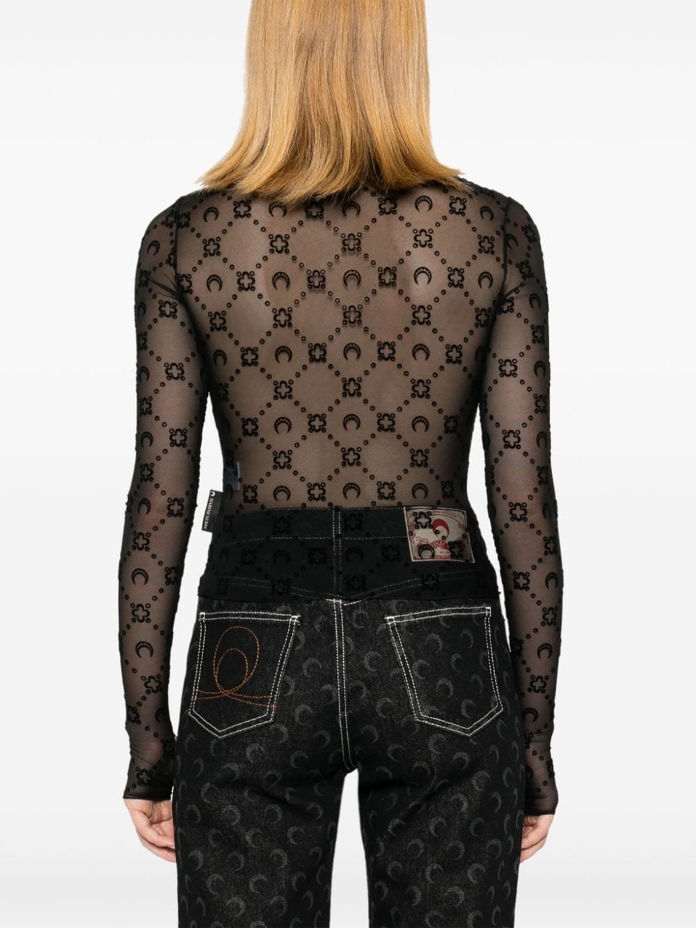 flocked-monogram crop top - 4