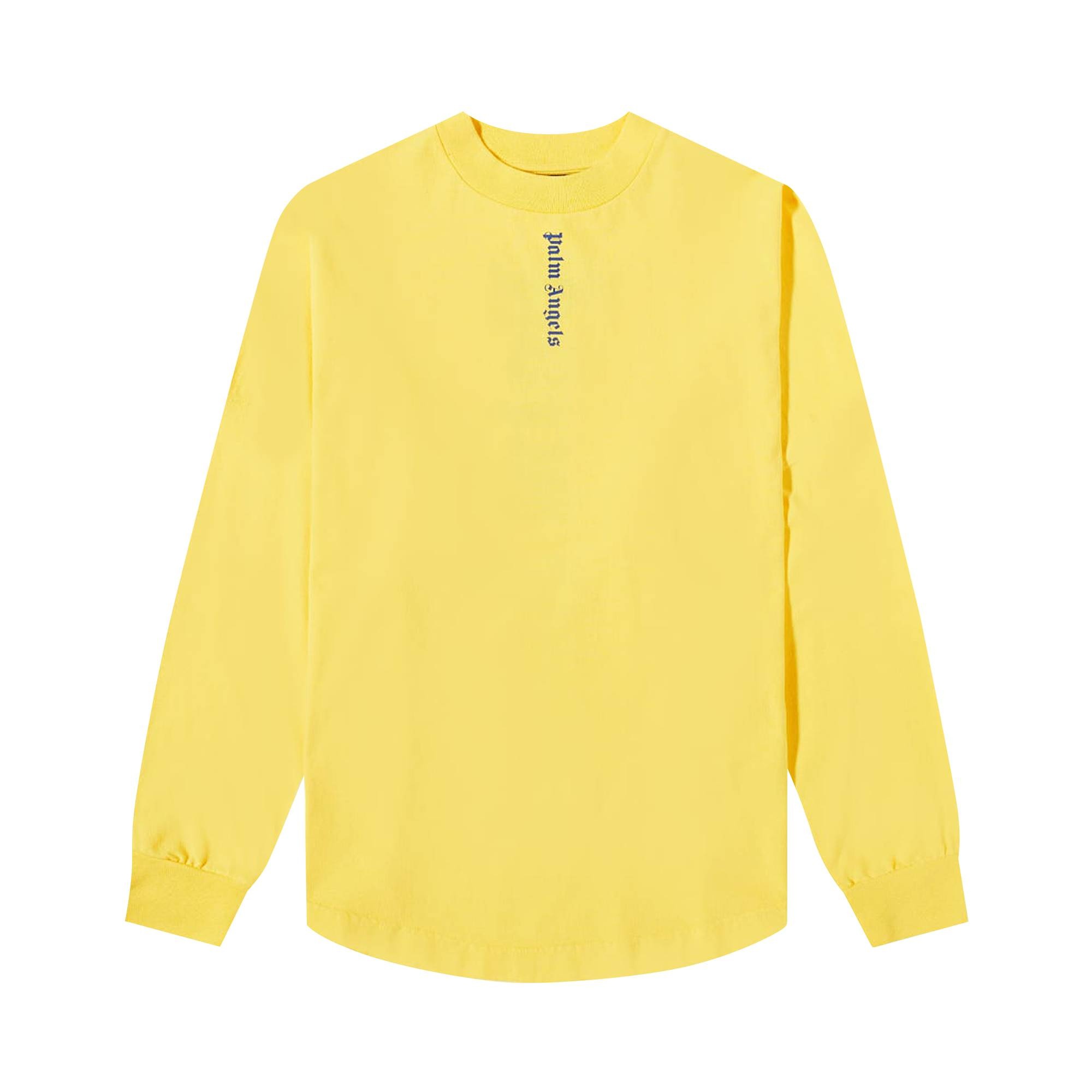 Palm Angels NS Logo Over Tee Long-Sleeve 'Yellow/Navy Blue' - 1