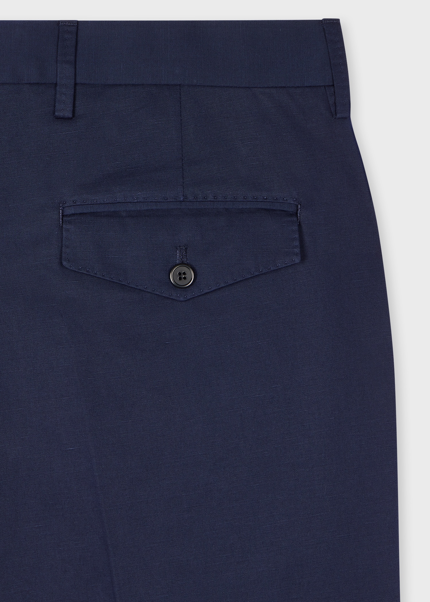 Navy Cotton-Linen Twill Trousers - 2