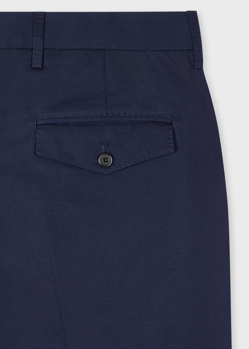 Paul Smith Navy Cotton-Linen Twill Trousers outlook
