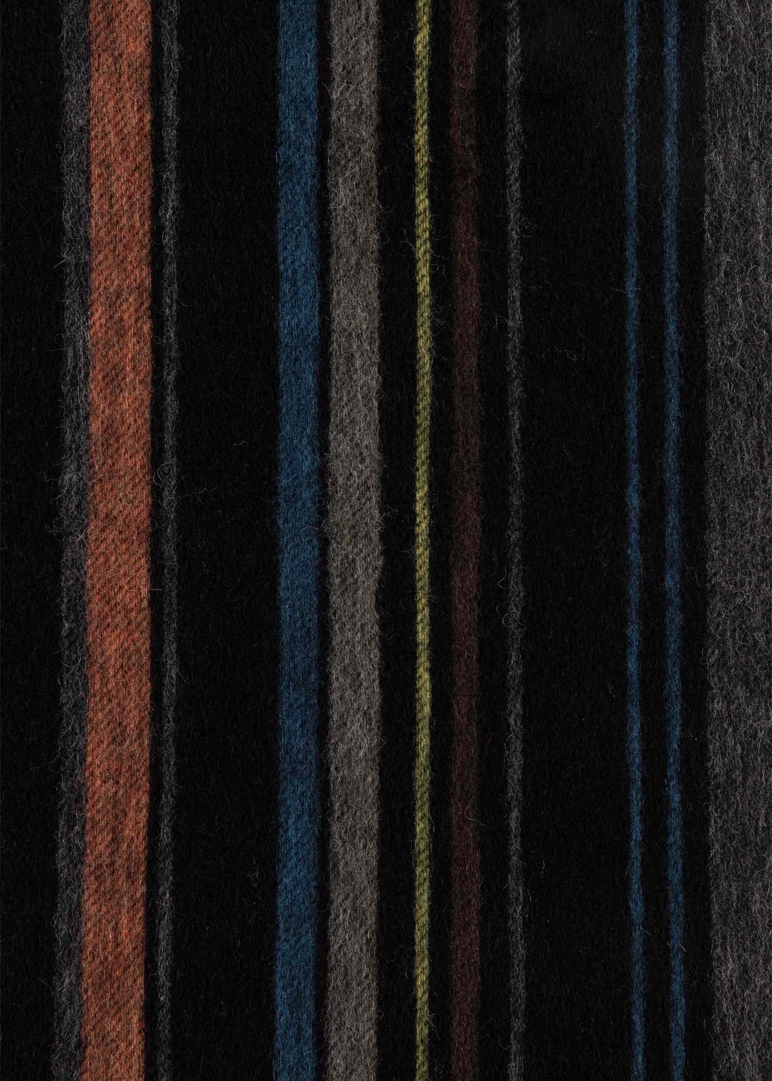 Black Lambswool Stripe Scarf - 3