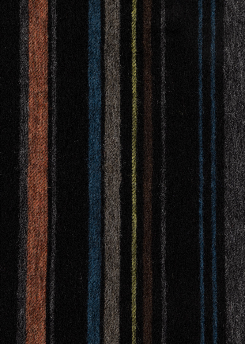 Black Lambswool Stripe Scarf 3