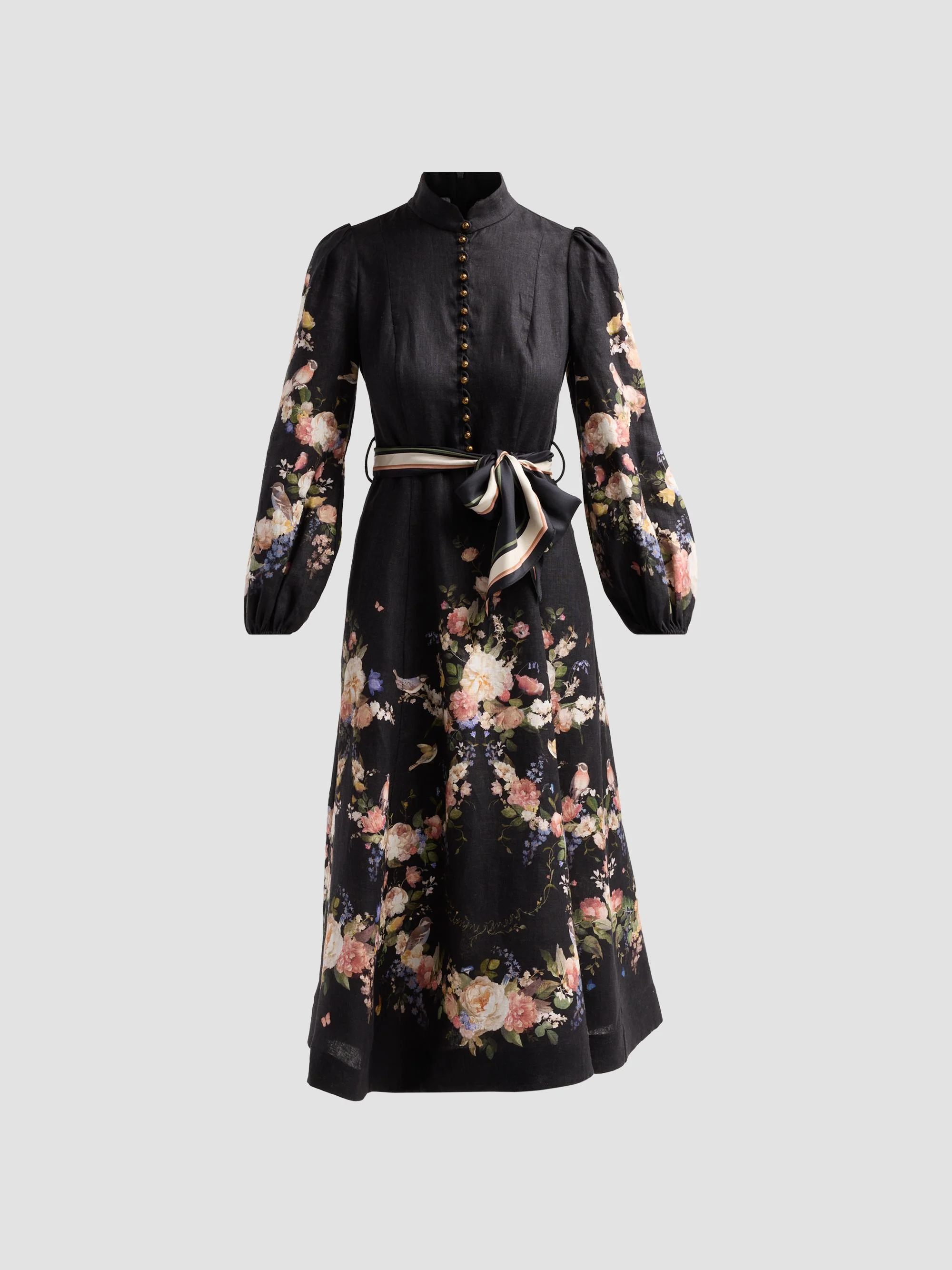 Women's Valiant Button Midi Dress - Black Bouquet - 1