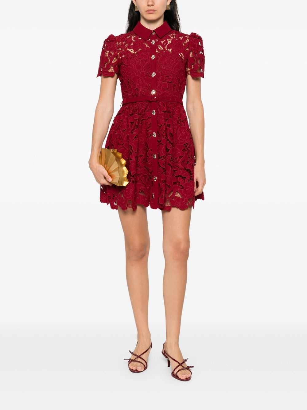 floral-lace mini dress - 2