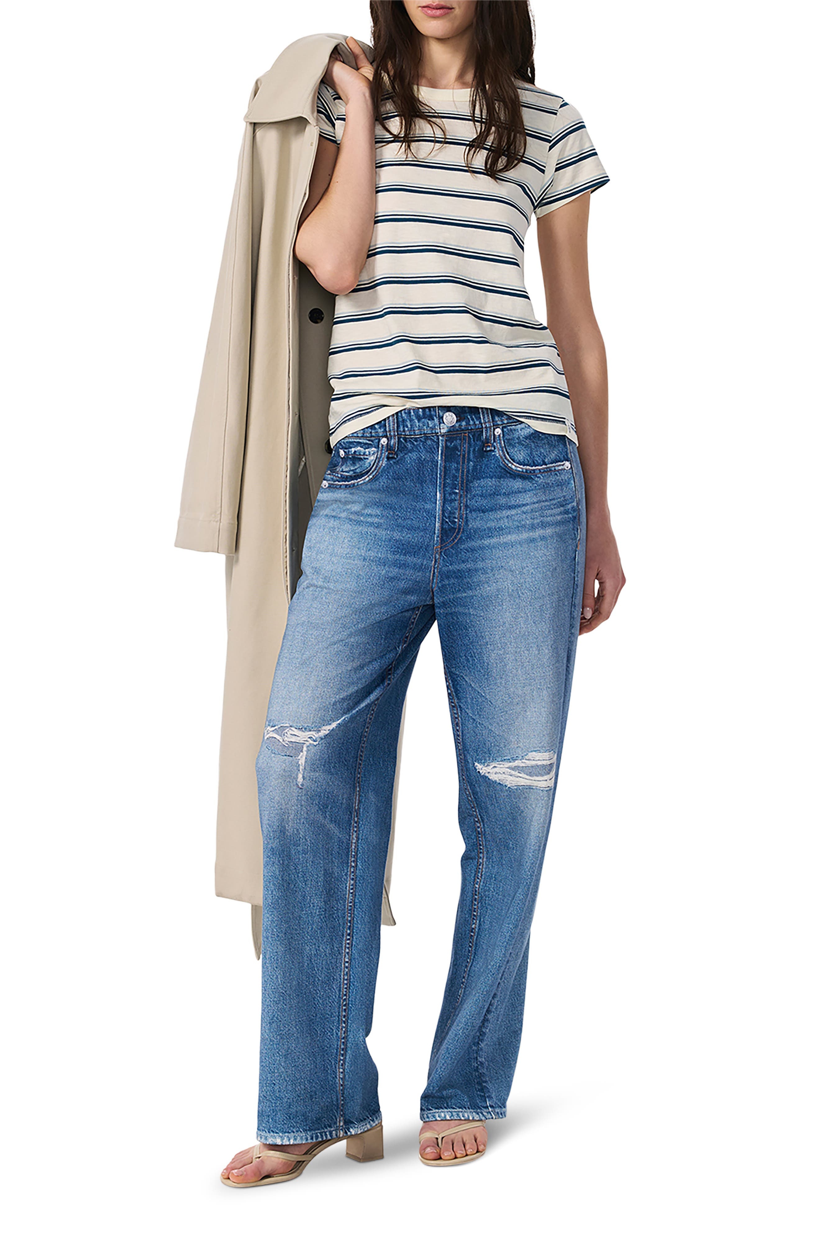 rag & bone The Slub Stripe T-Shirt in Ivblm at Nordstrom - 6