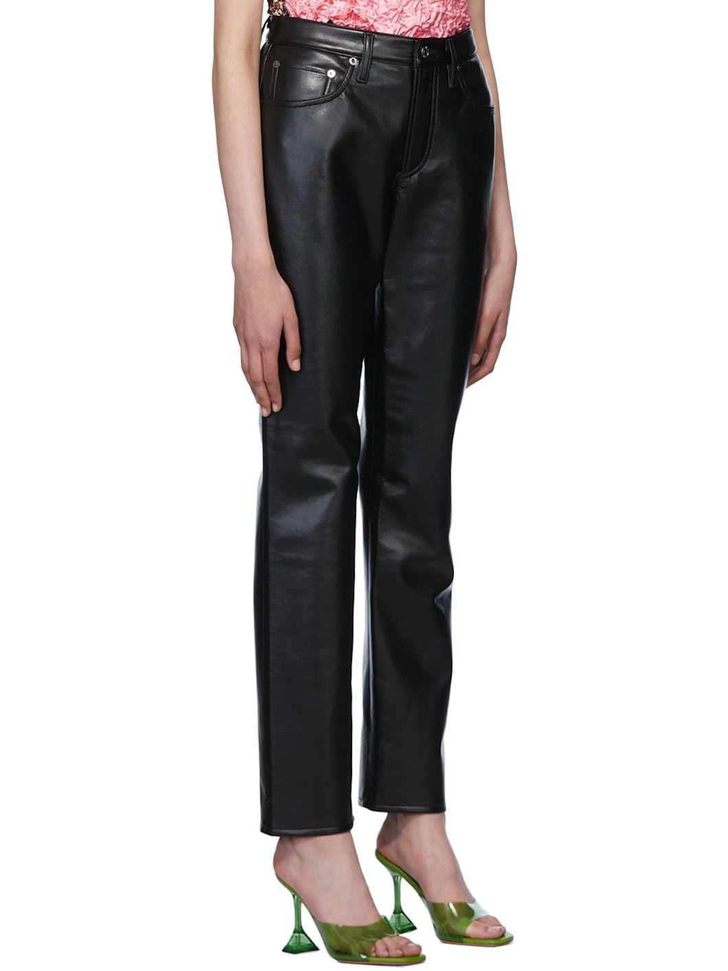 Black Lyle Recycled Leather Trousers - 2