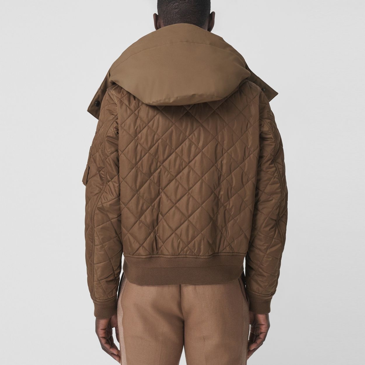 Detachable Hood Quilted Nylon Bomber Jacket - 4