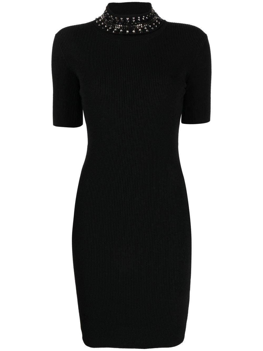 spiked-turtleneck knit minidress - 1