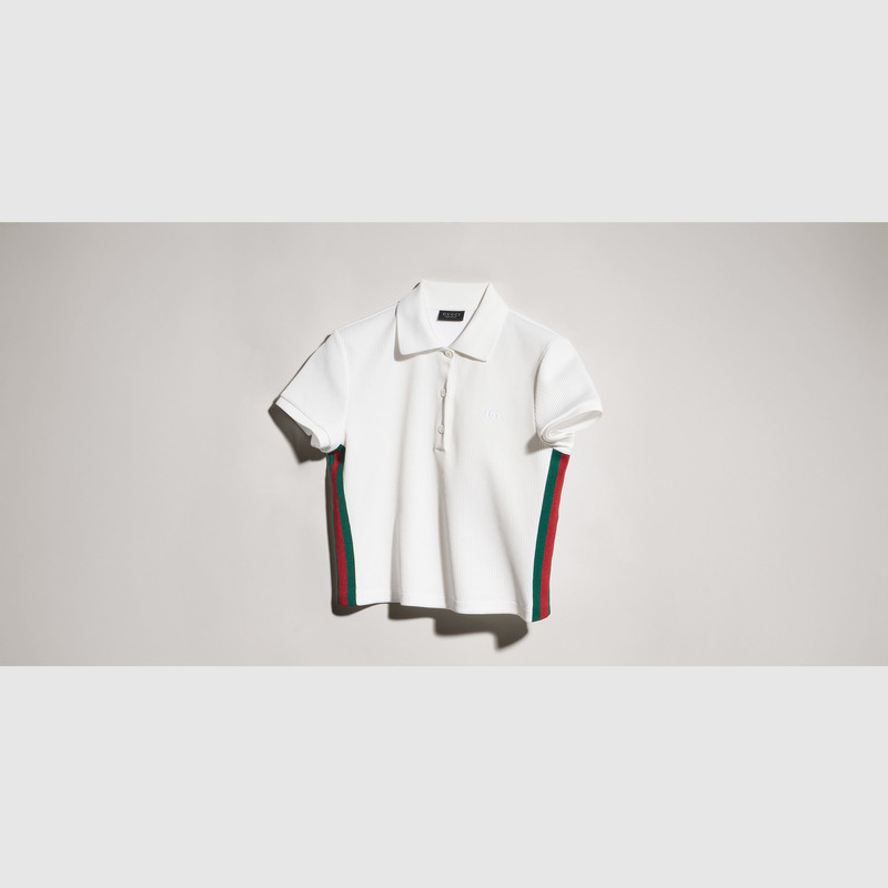 GUCCI Rib cotton jersey polo shirt with Web outlook