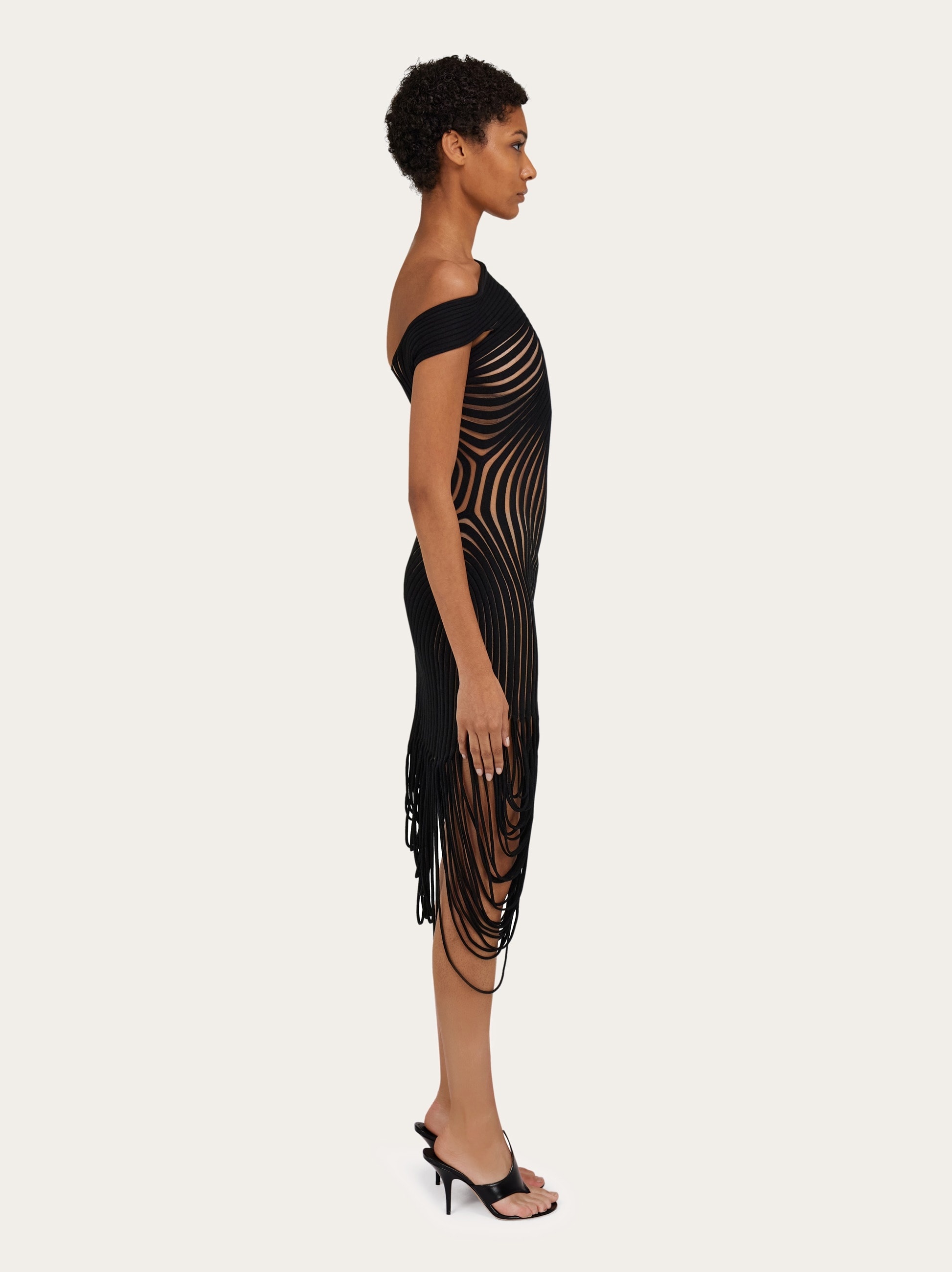 Midi dress with asymmetric drape - 3