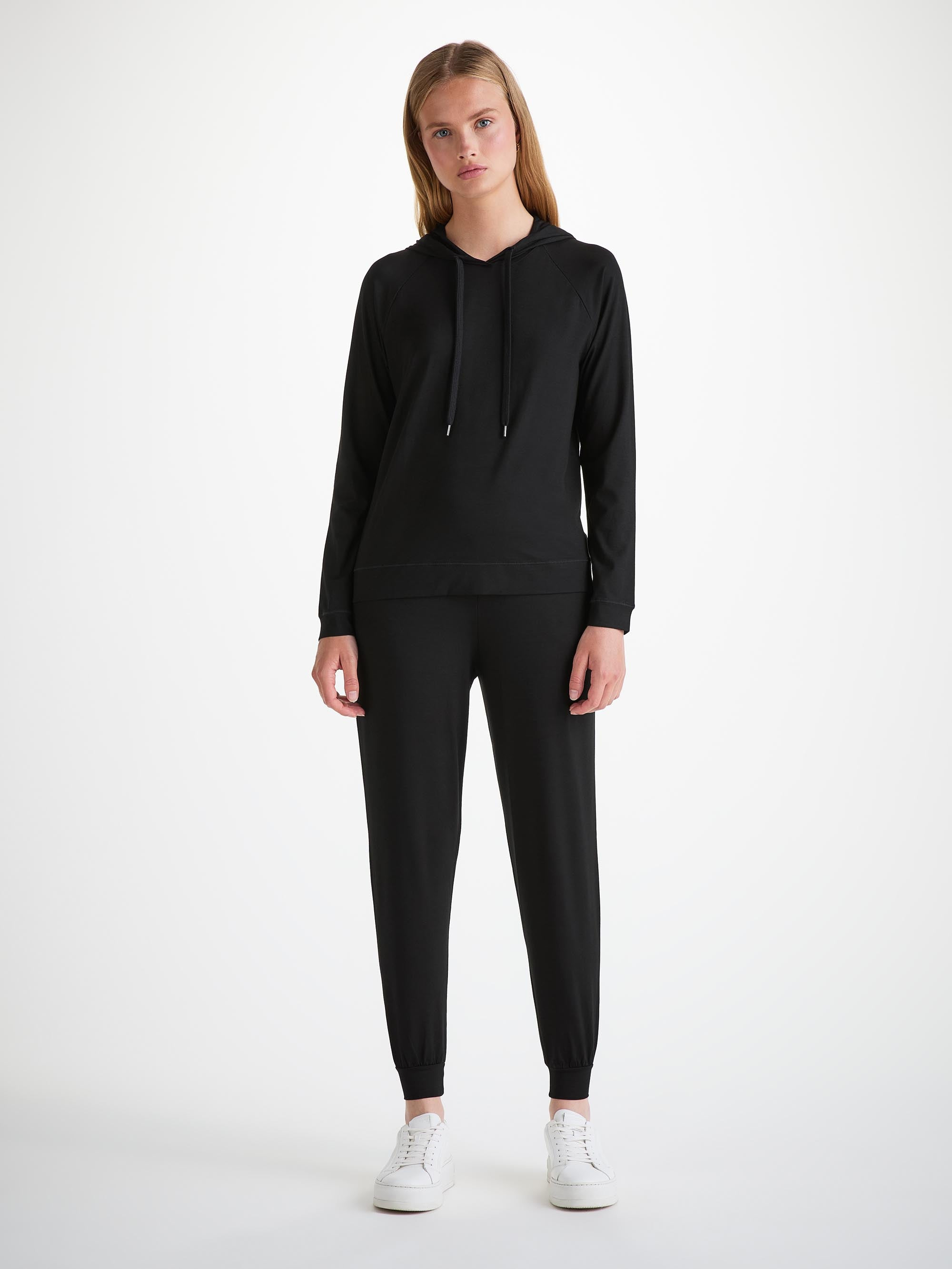 Women's Pullover Hoodie Basel Micro Modal Stretch Black - 3