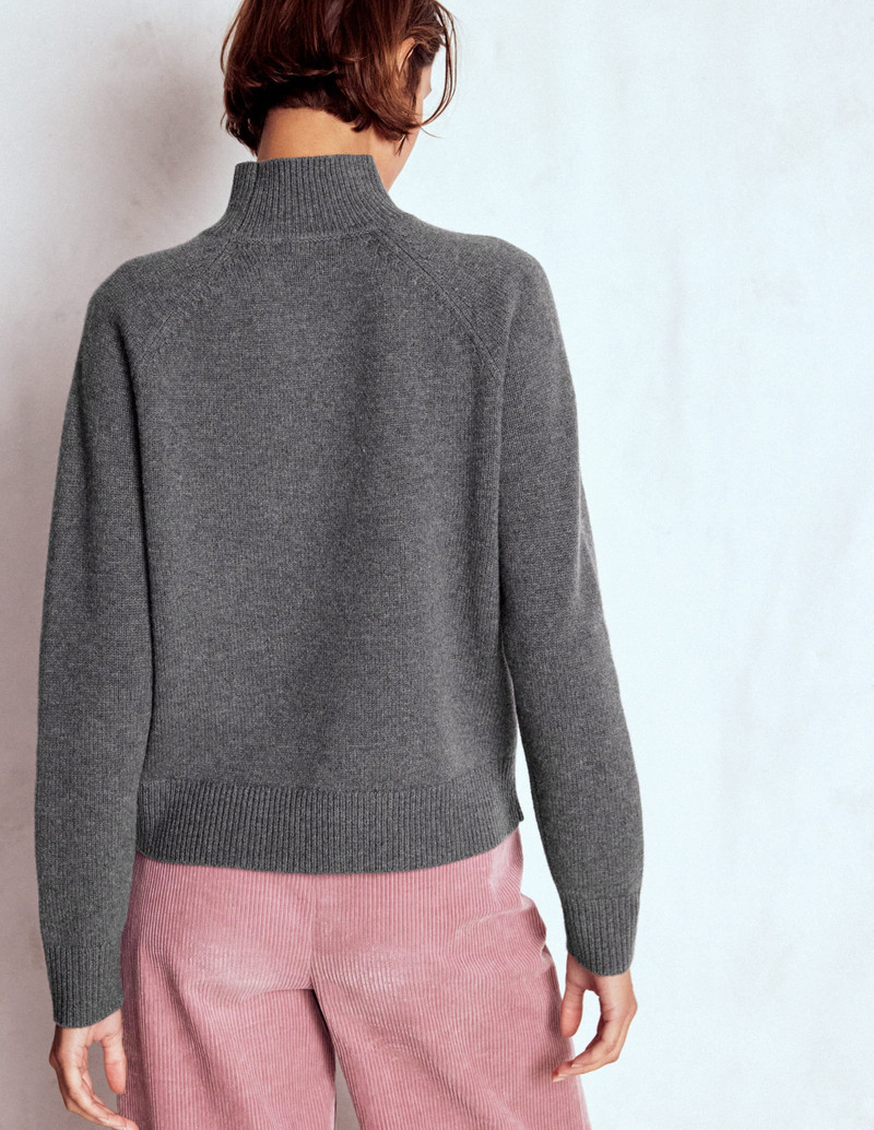 Marion Merino Rib Neck Sweater-Charcoal Melange 4
