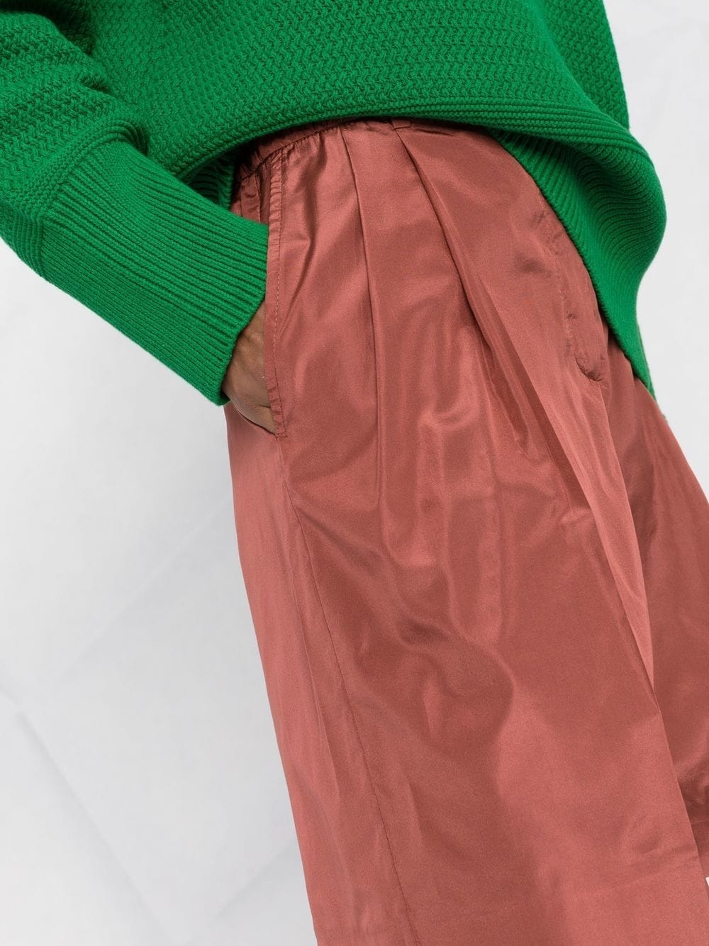 high-waisted silk shorts - 3