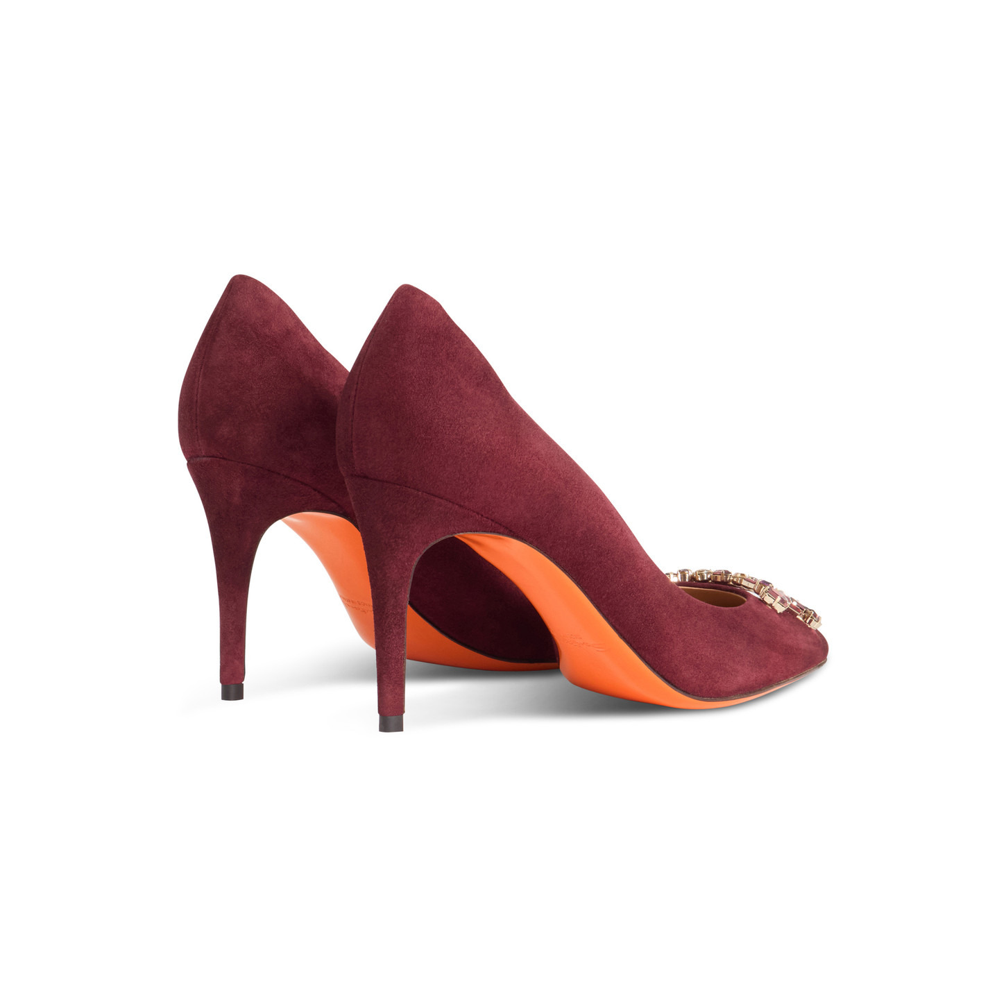 Women's burgundy suede high-heel Santoni Sibille pump - 4