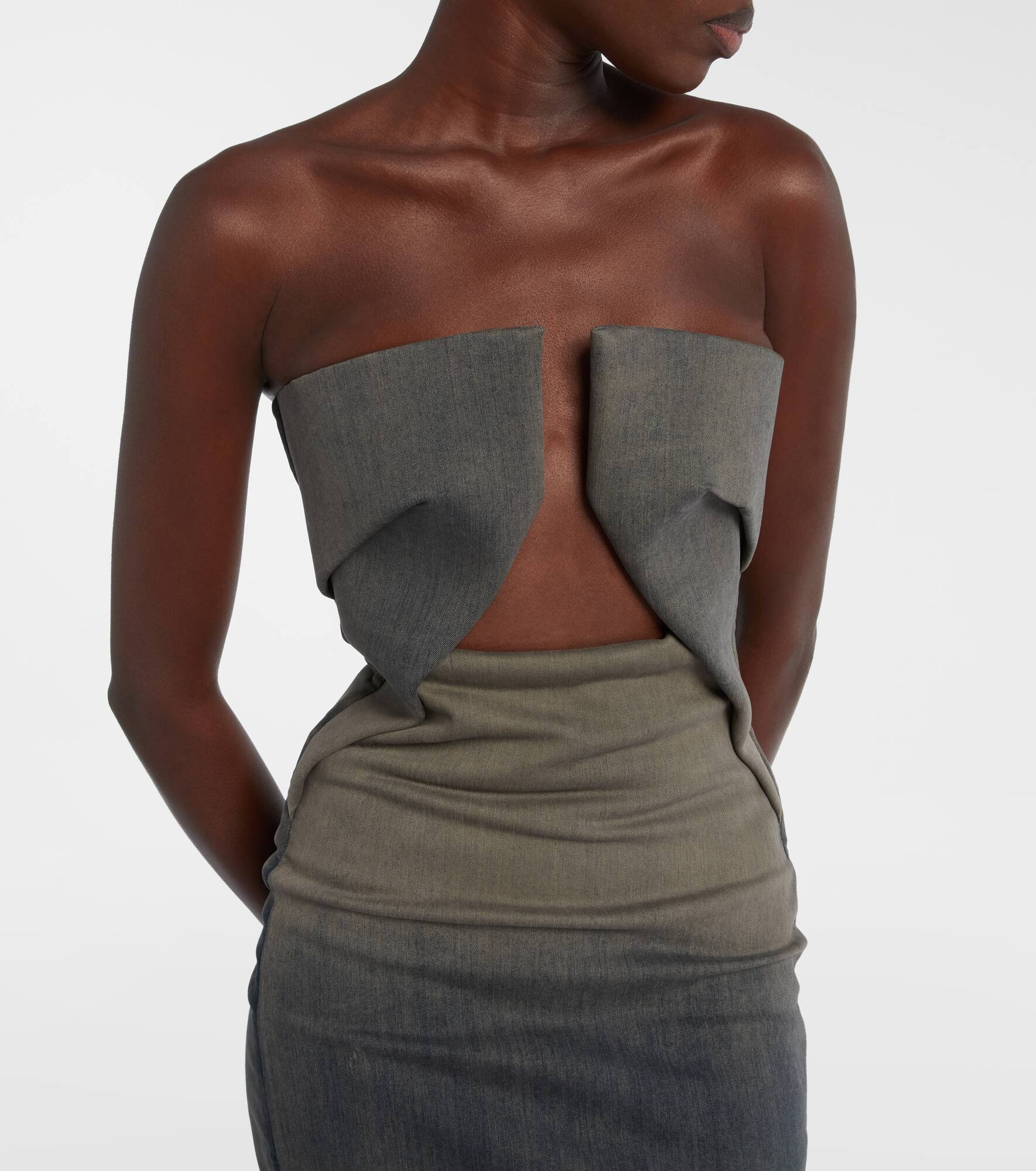 Cotton-blend denim gown - 4