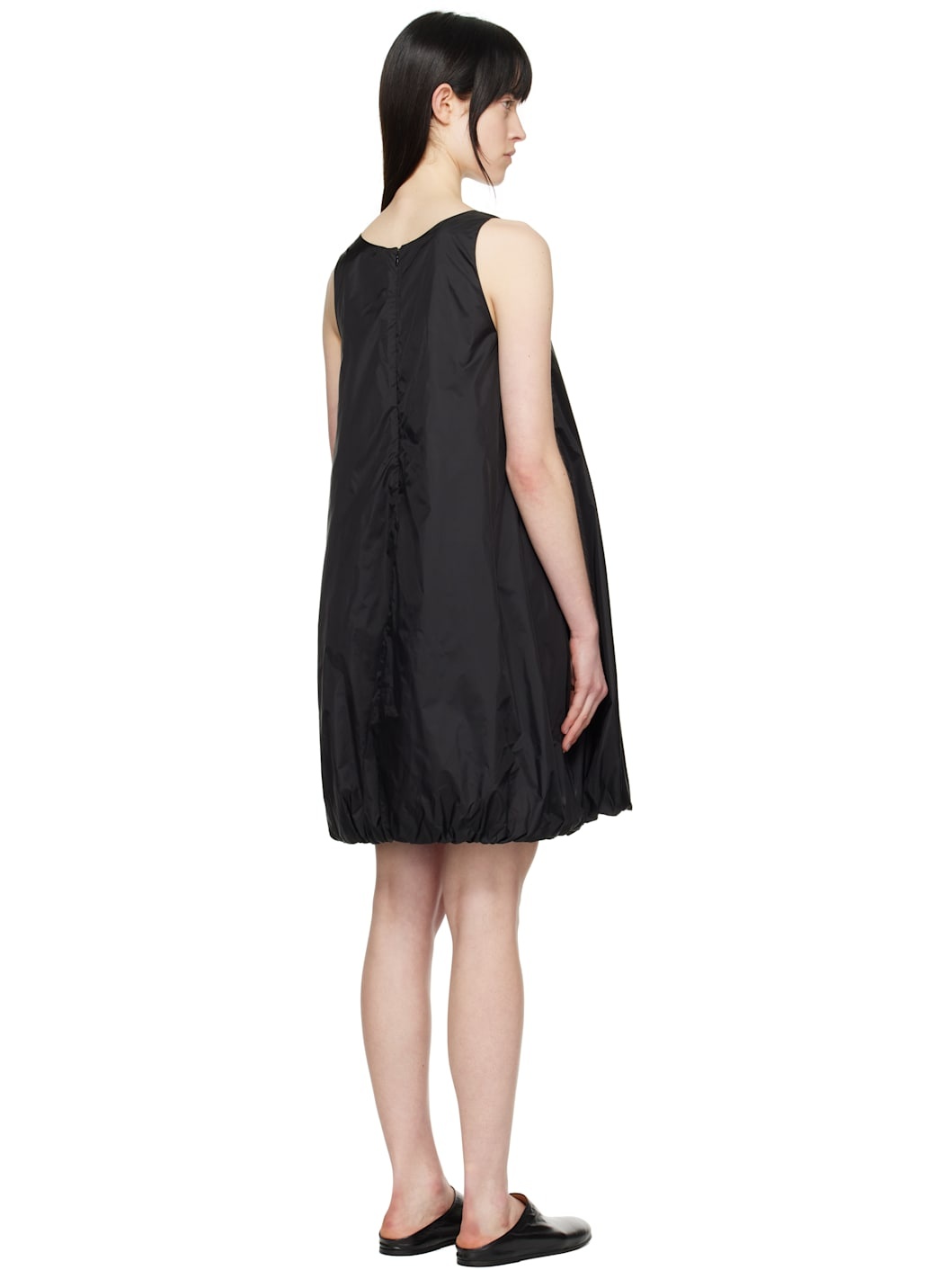 Black Nylon Volume Minidress - 3