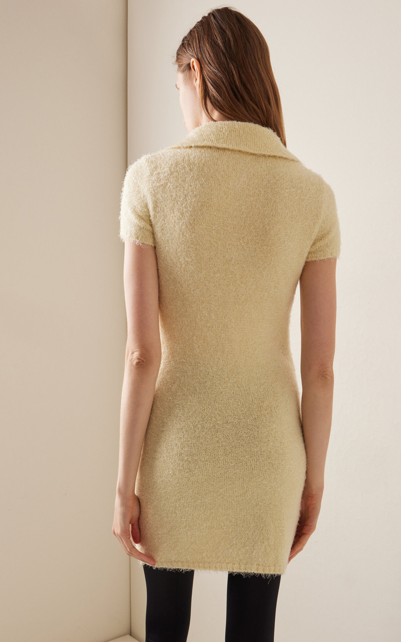 Graciela Knit Silk-Cashmere Polo Mini Dress yellow 4
