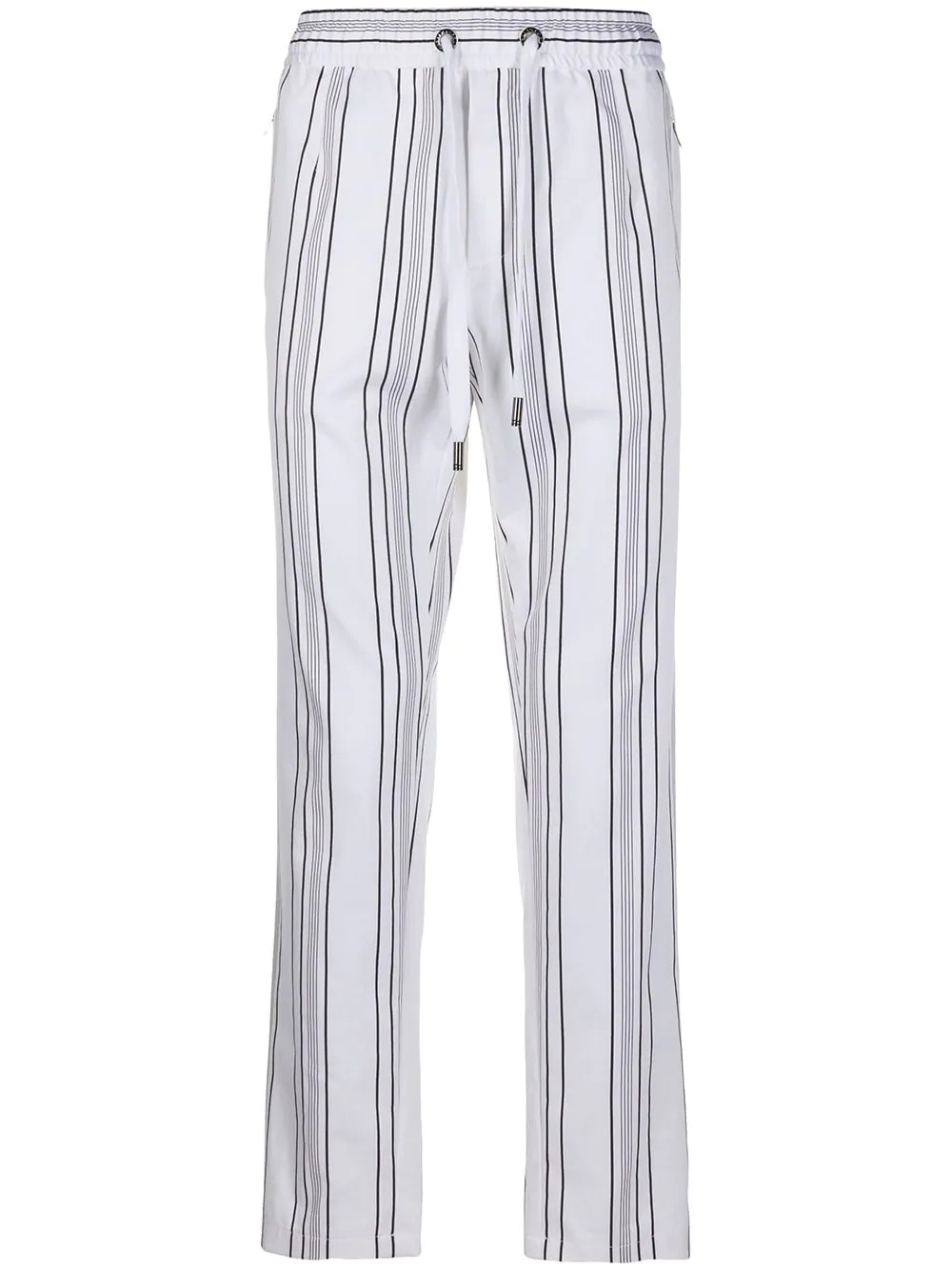 drawstring straight striped trousers - 1