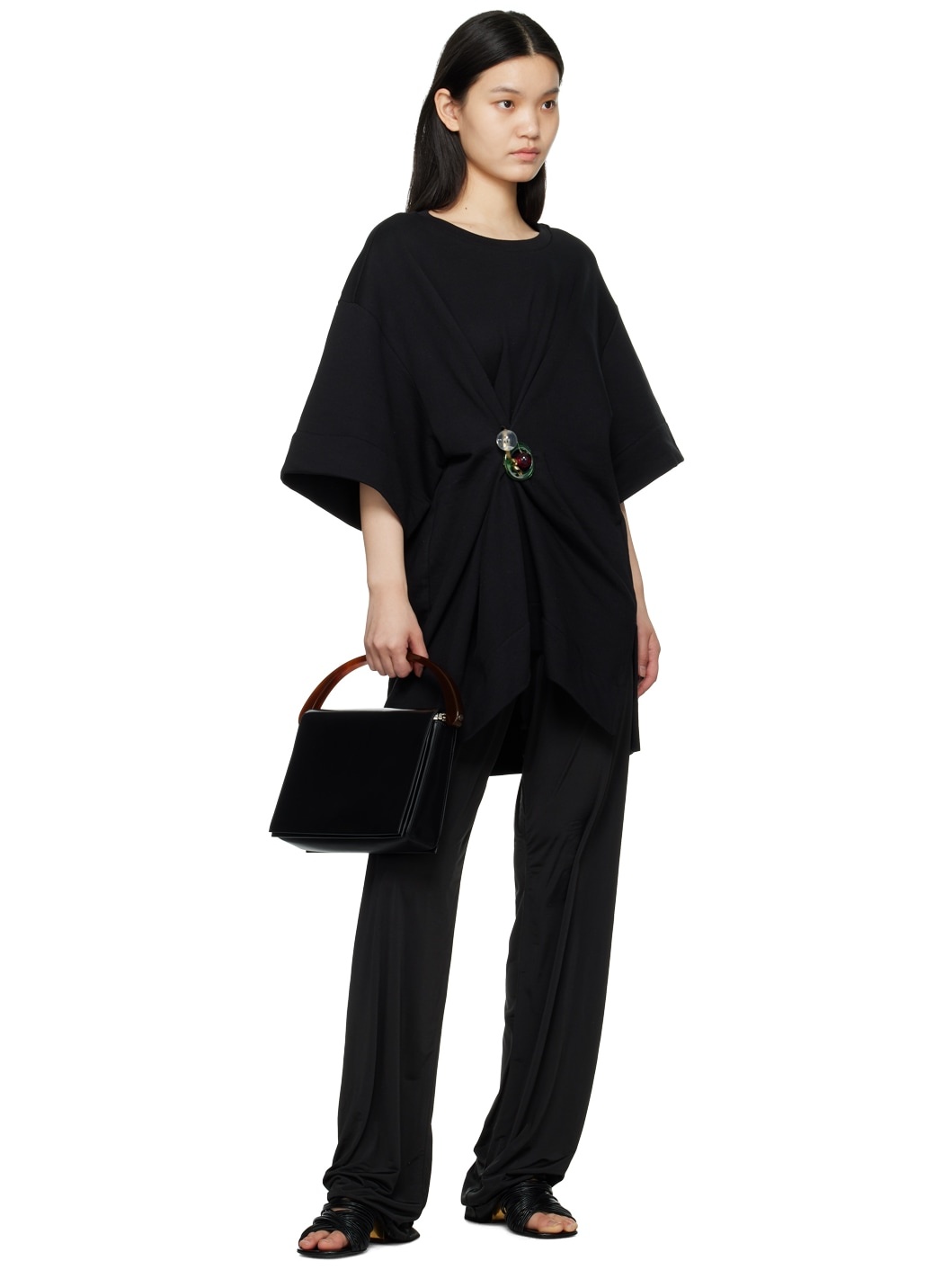 Black Hardware Heeled Sandals - 5