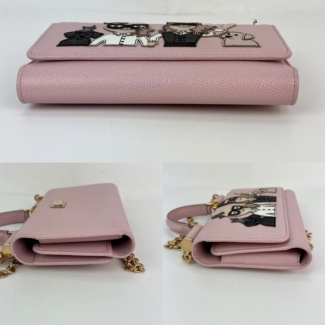 Dolce Gabbana - Dolce Gabbana Phone Bag St Dauphine Cartoon Pink Wallet on a Chain Hand Bag - 5