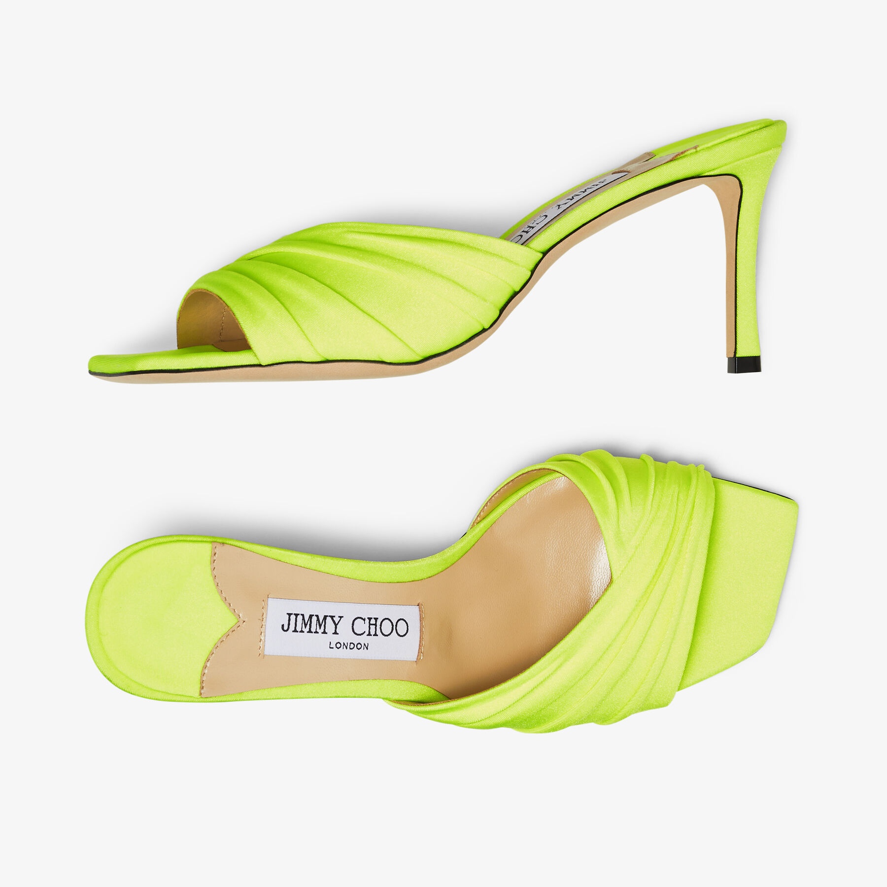 Basil Mule 75
Neon Apple Green Glossy Jersey Mules - 5