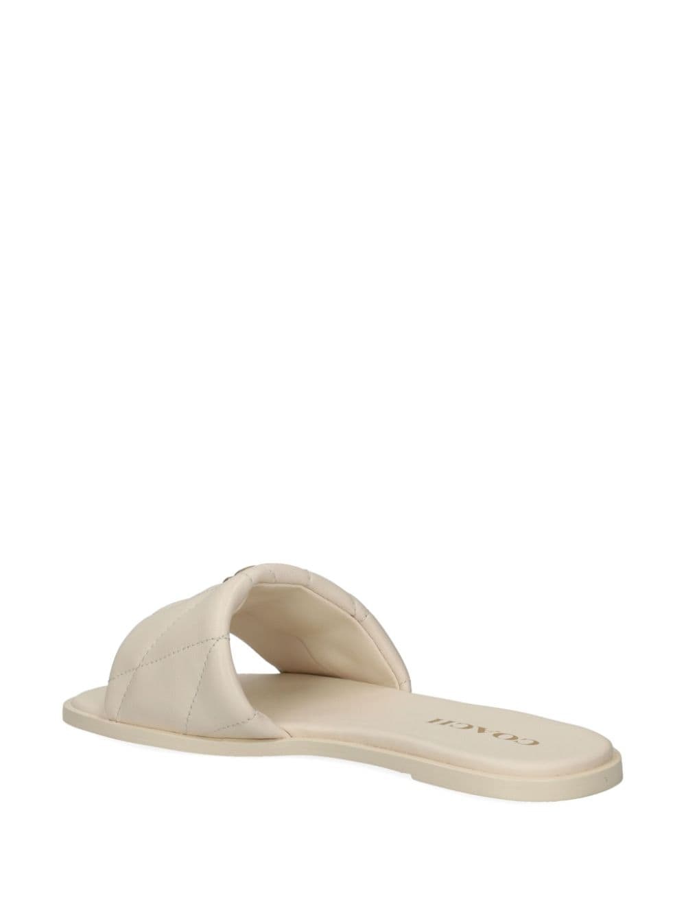 logo-plaque leather slides - 3