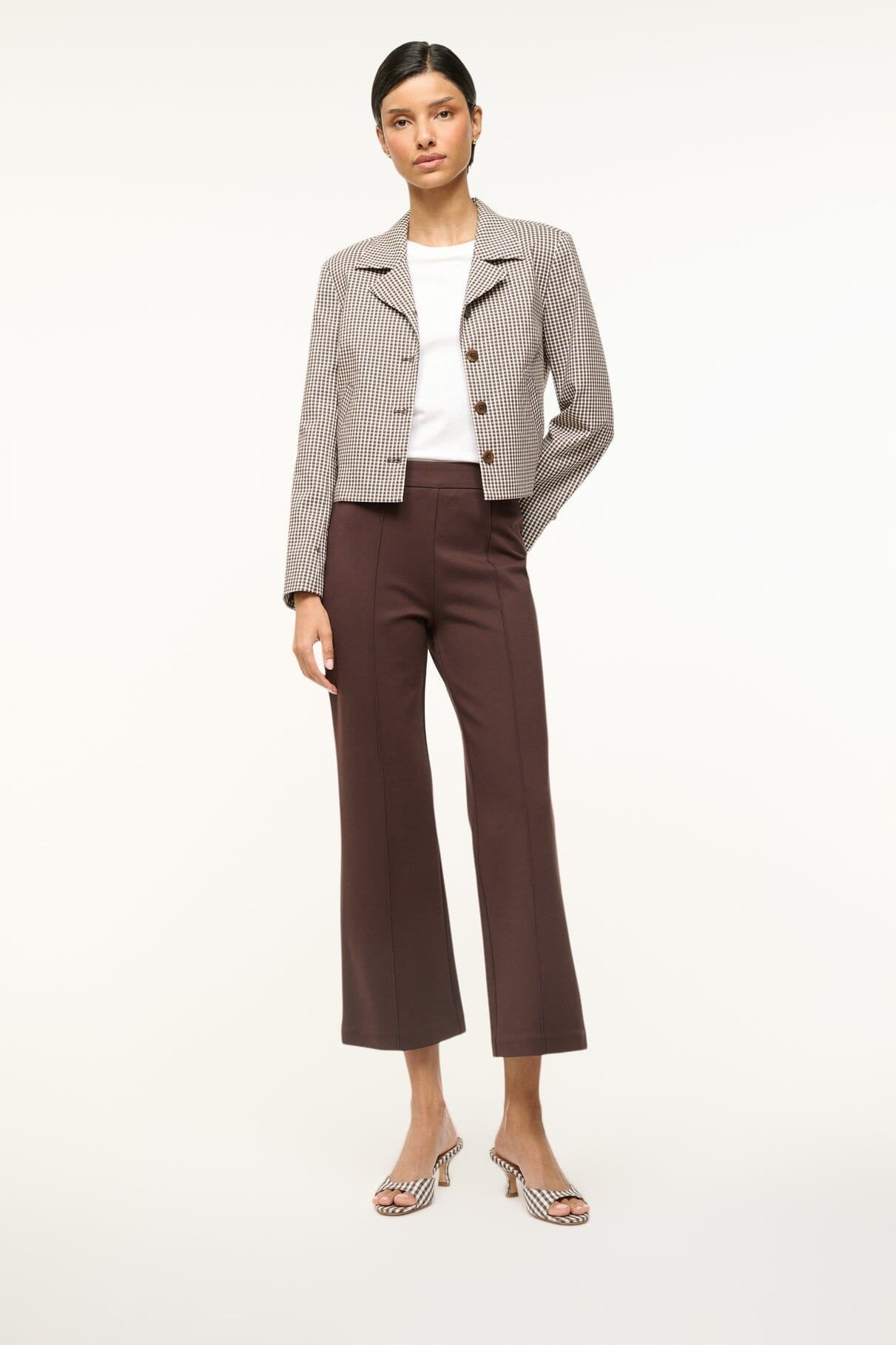 STAUD BRIGITTE MULE DARK CHOCOLATE MICRO CHECK - 2