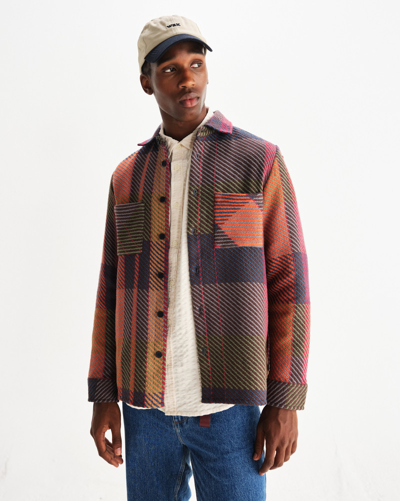 Wax London Whiting - Orange And Multicolour Tempo Check Overshirt outlook