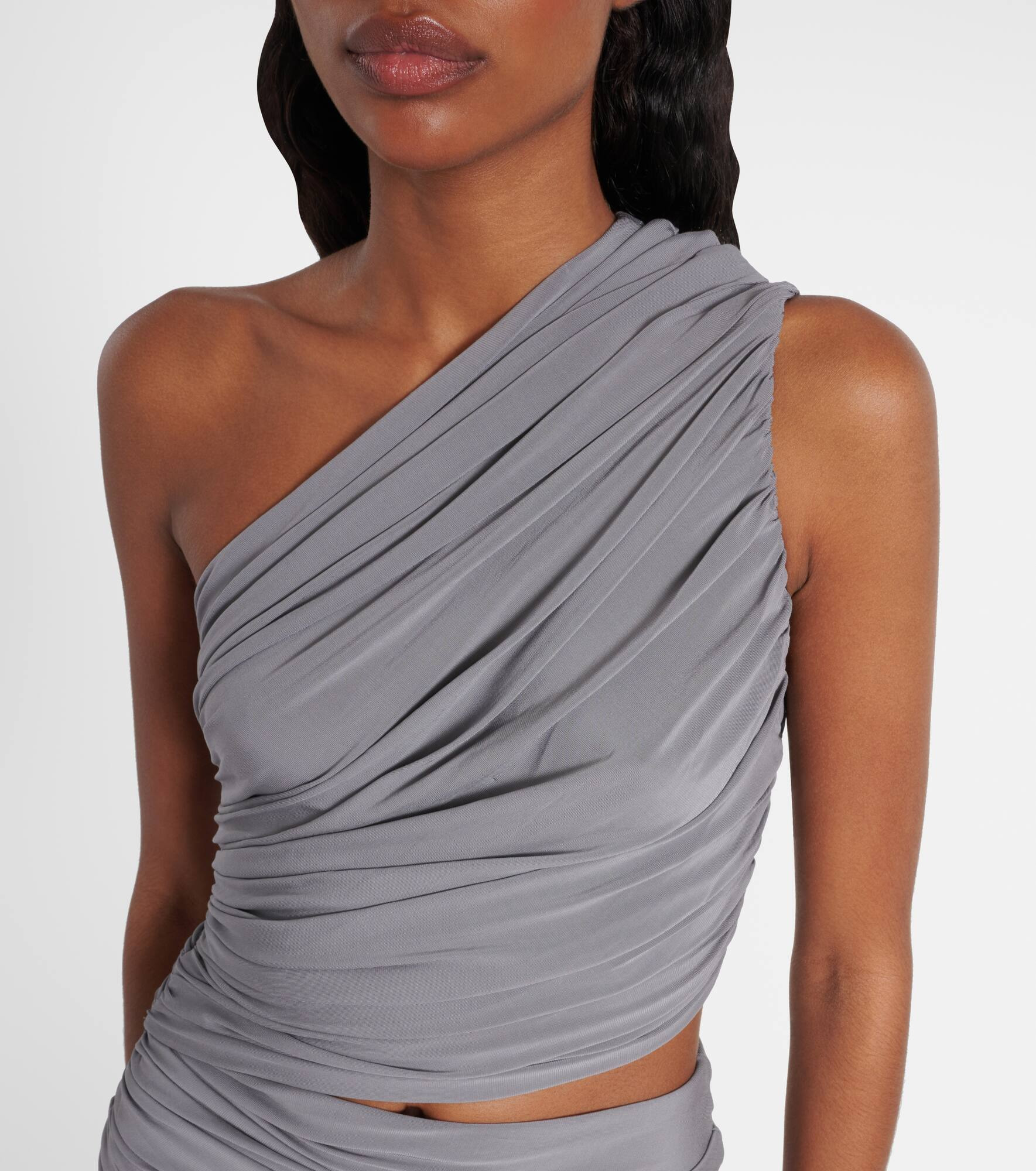 Asymmetric ruched jersey maxi dress - 4