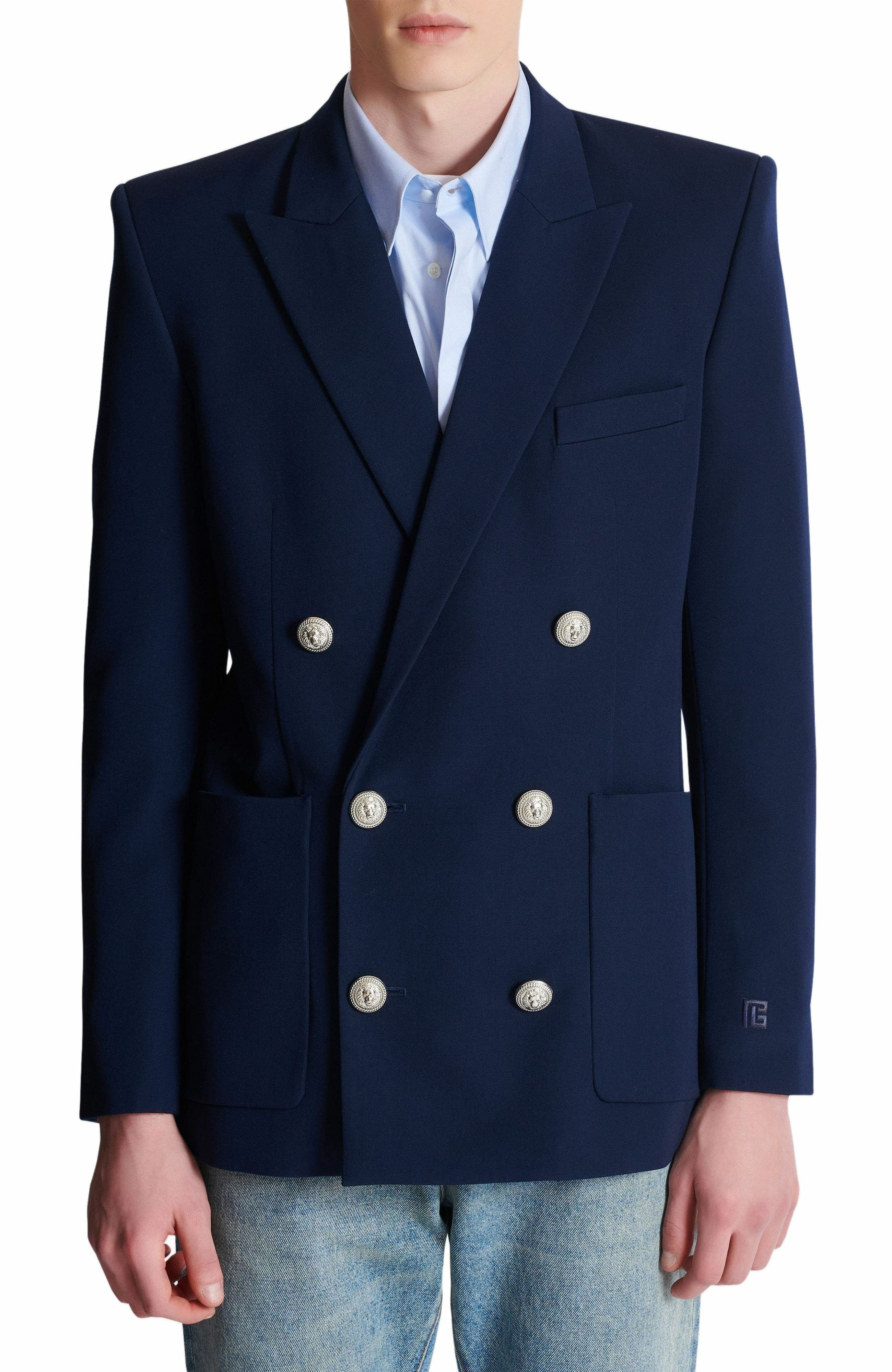 Balmain Grain de poudre blazer in Navy at Nordstrom - 8