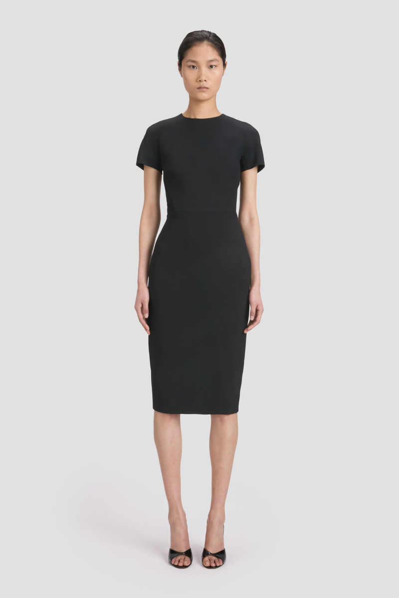 Victoria Beckham Fitted T-Shirt Dress In Black outlook