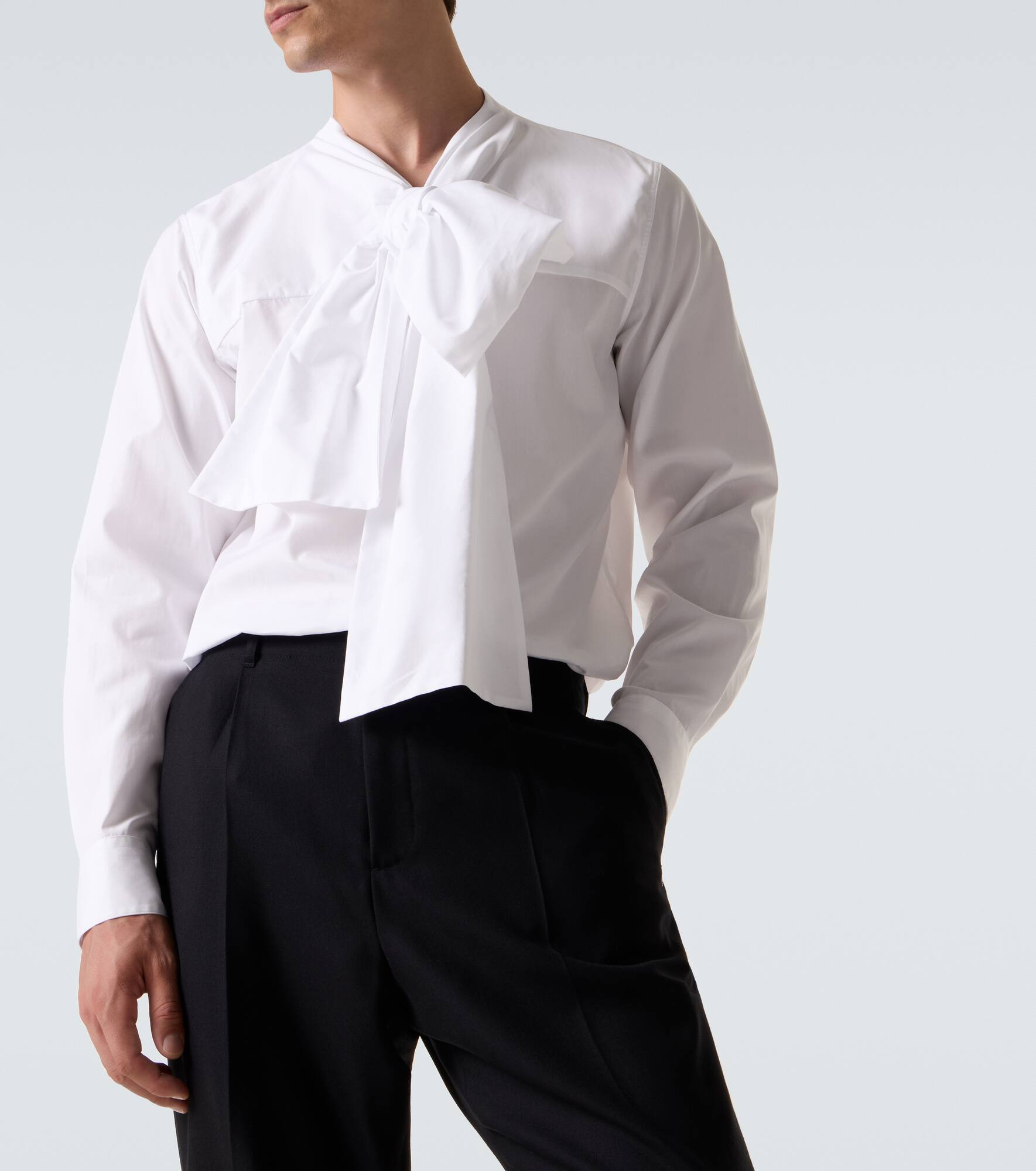 Tie-neck cotton poplin shirt - 5