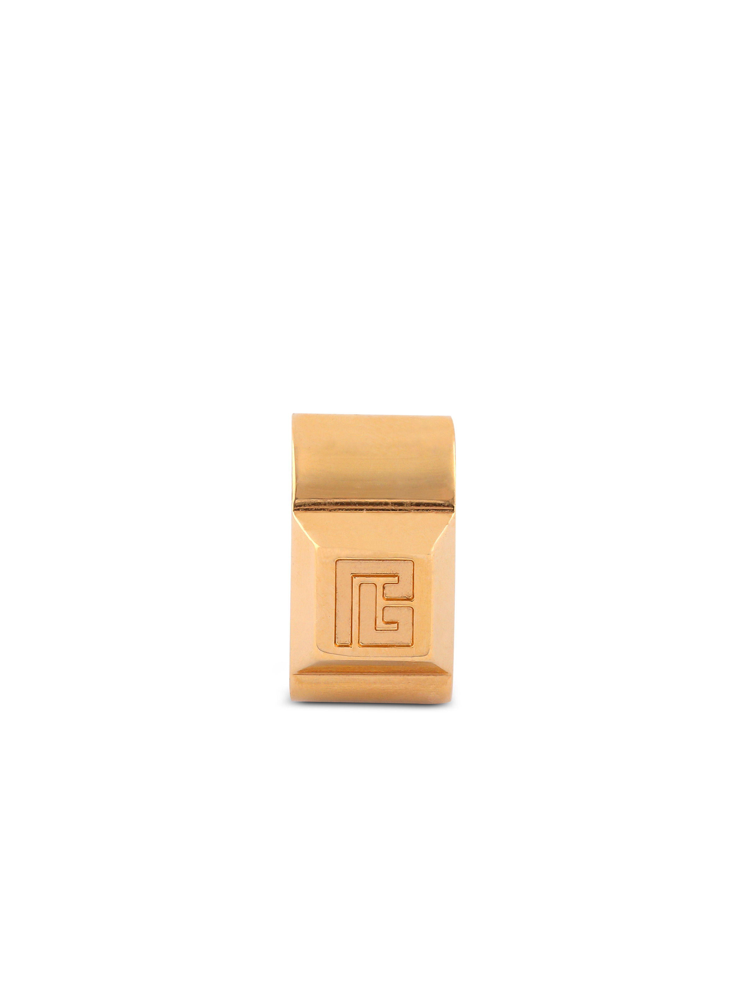 Engraved brass lip ring - 1