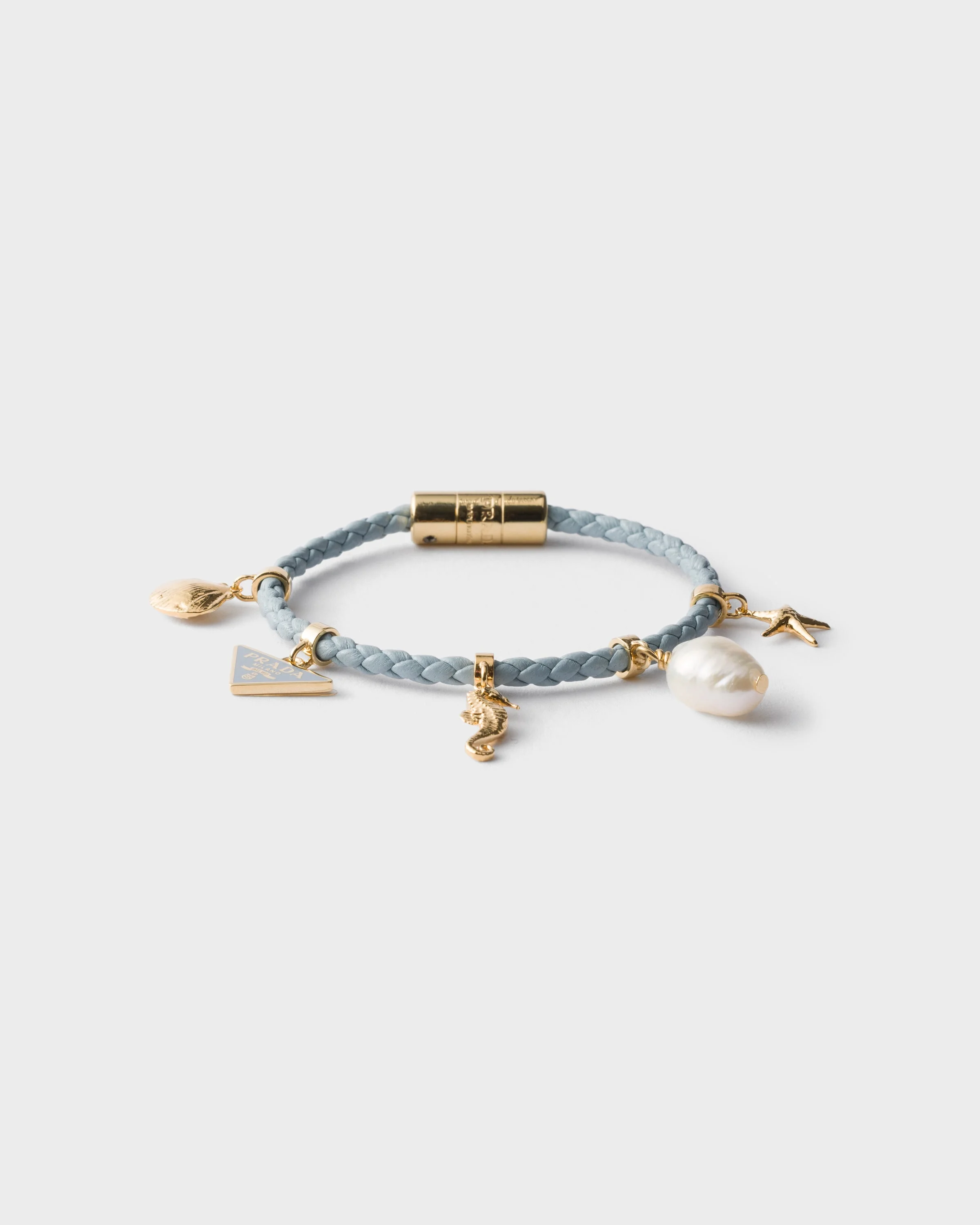 Braided nappa leather charm bracelet - 1