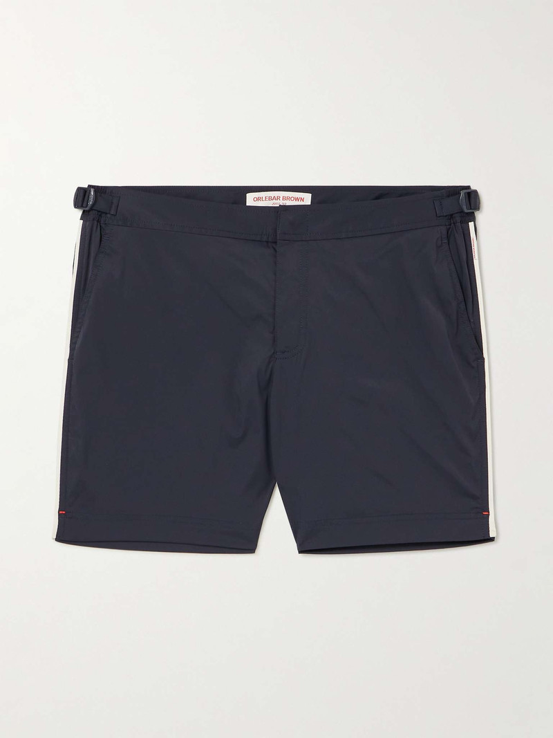 Bulldog Straight-Leg Mid-Length Striped Swim Shorts - 1