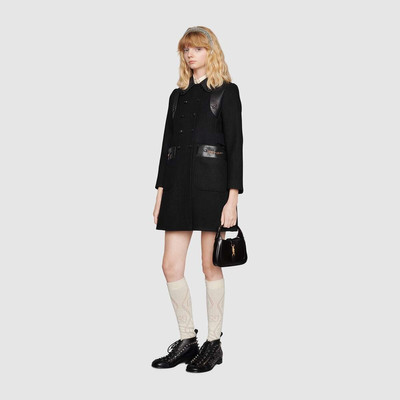 GUCCI Petit wool coat with leather details outlook