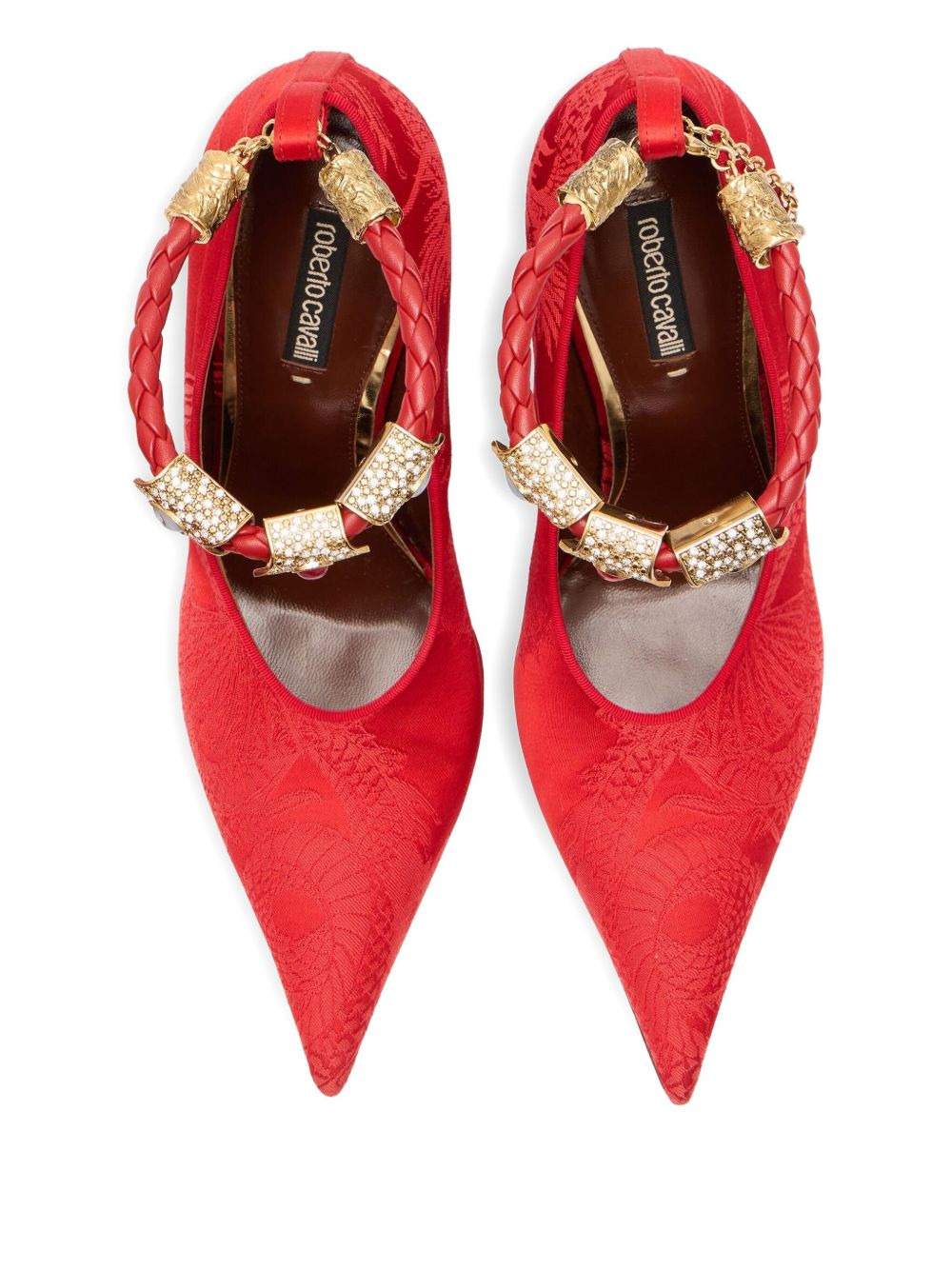 jacquard-motif jewel-strap pumps - 3