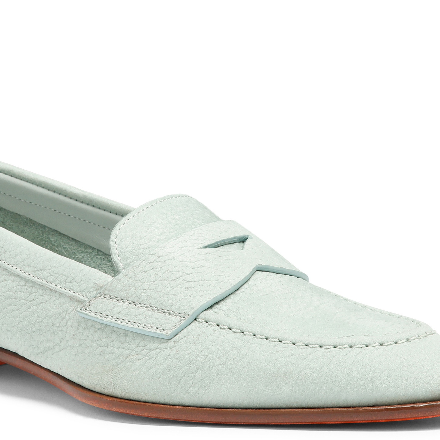 Women's light blue nubuck penny loafer - 6