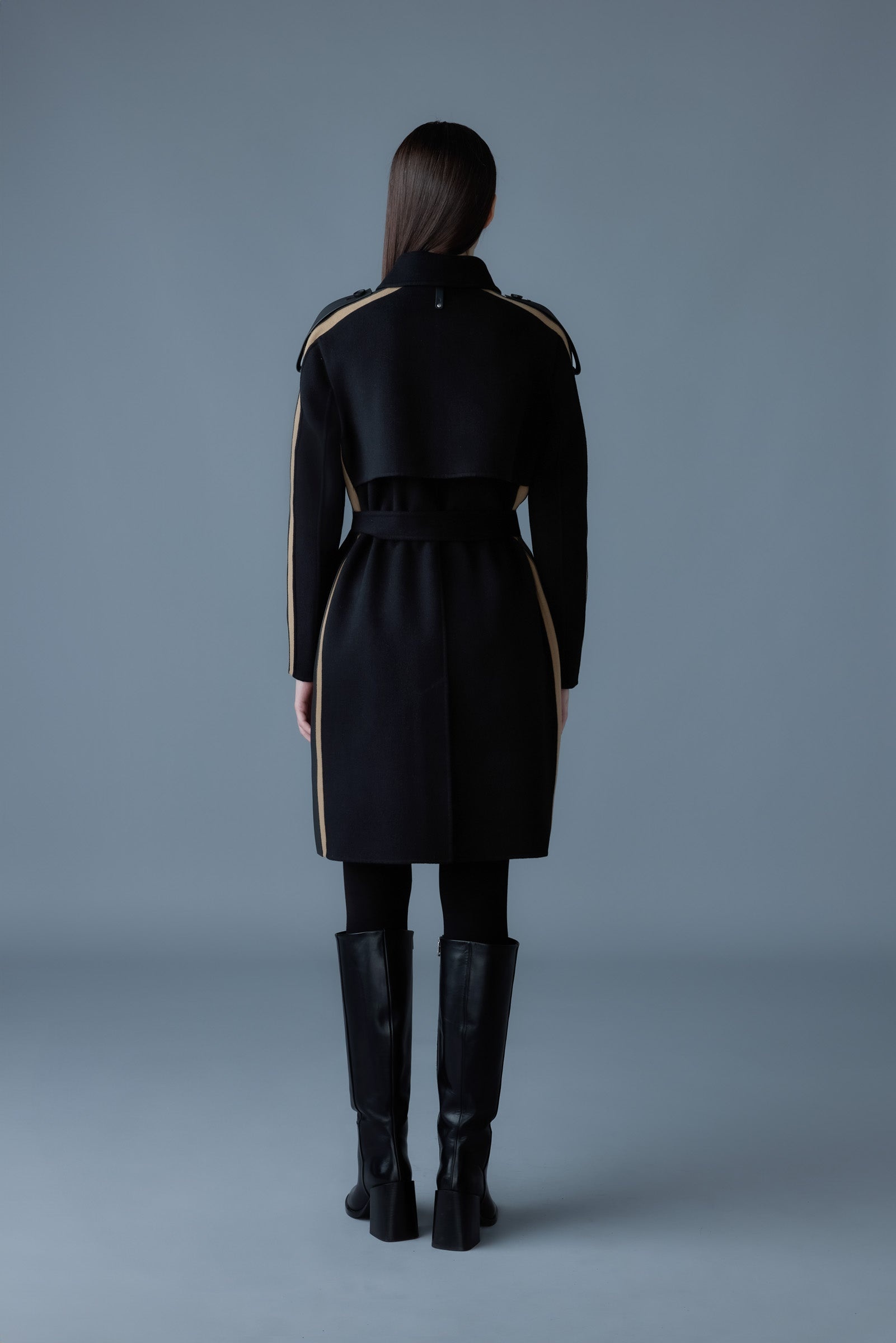 ALIZA Double-face wool stripe trench coat - 4