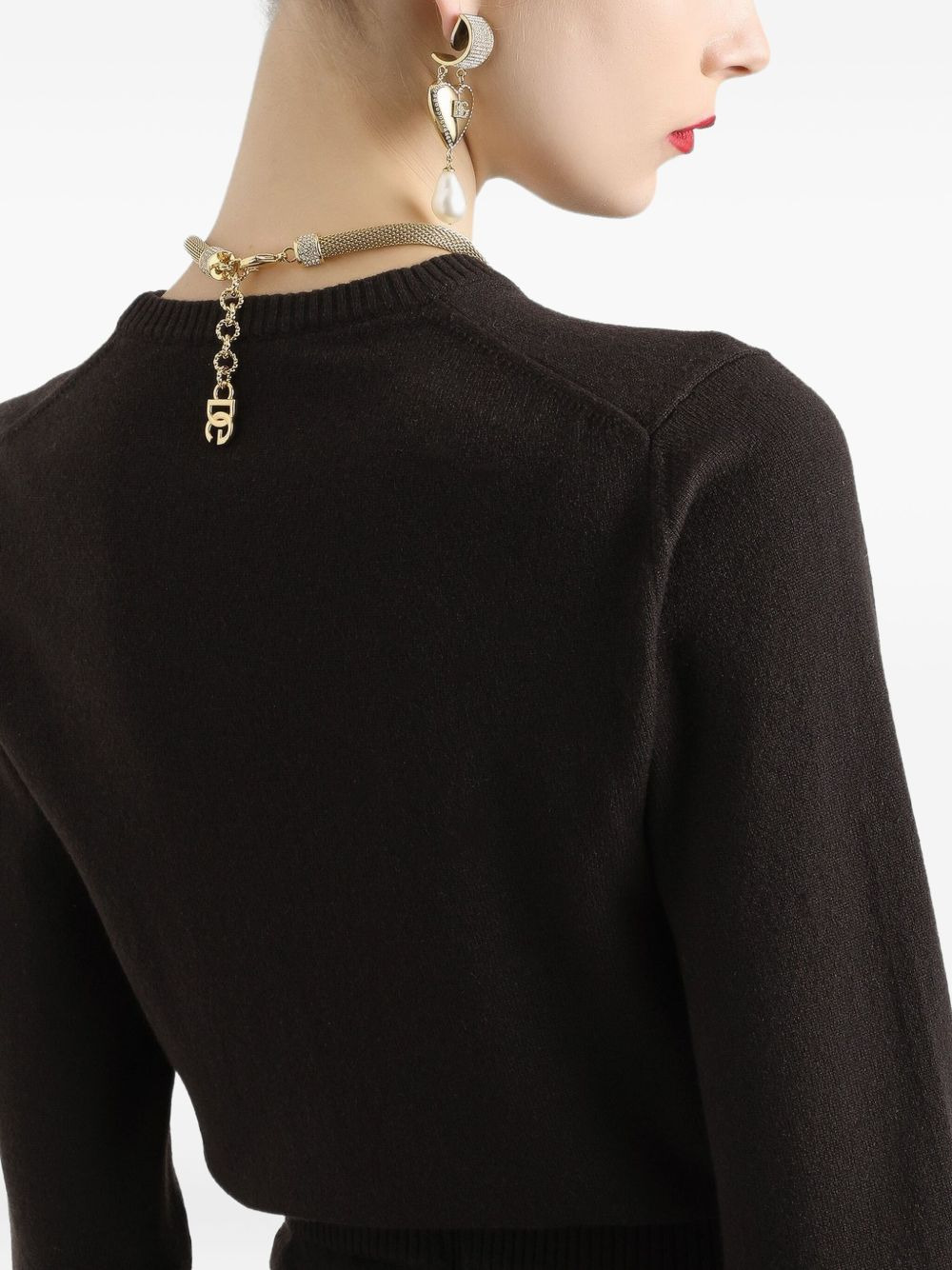 cropped round-neck sweater - 5